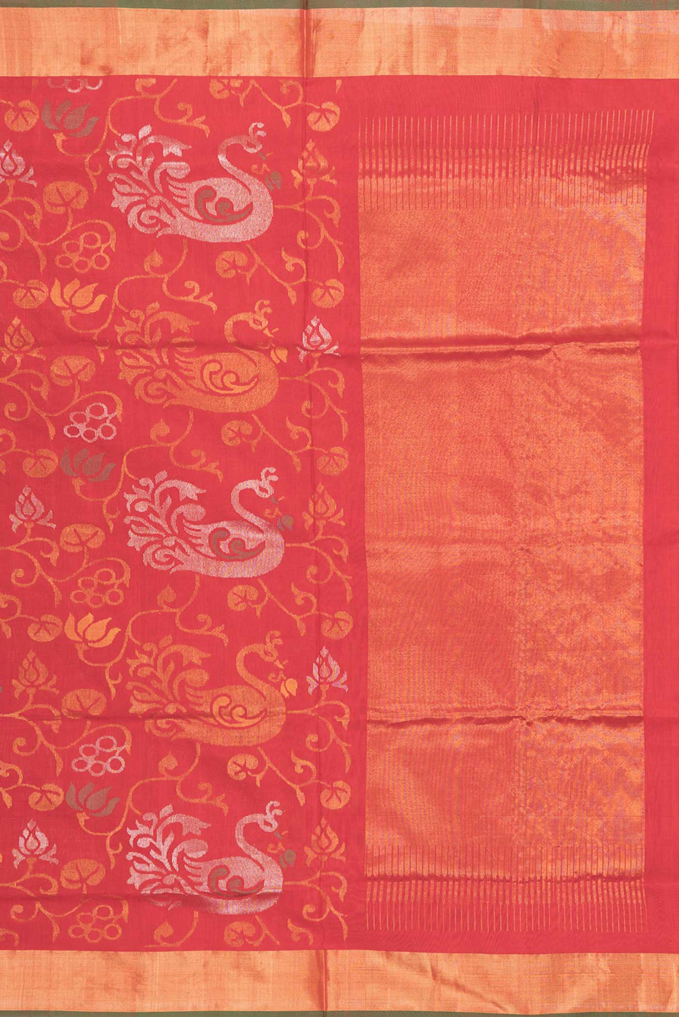 Red Dual Tone Uppada Silk Saree - Image 7