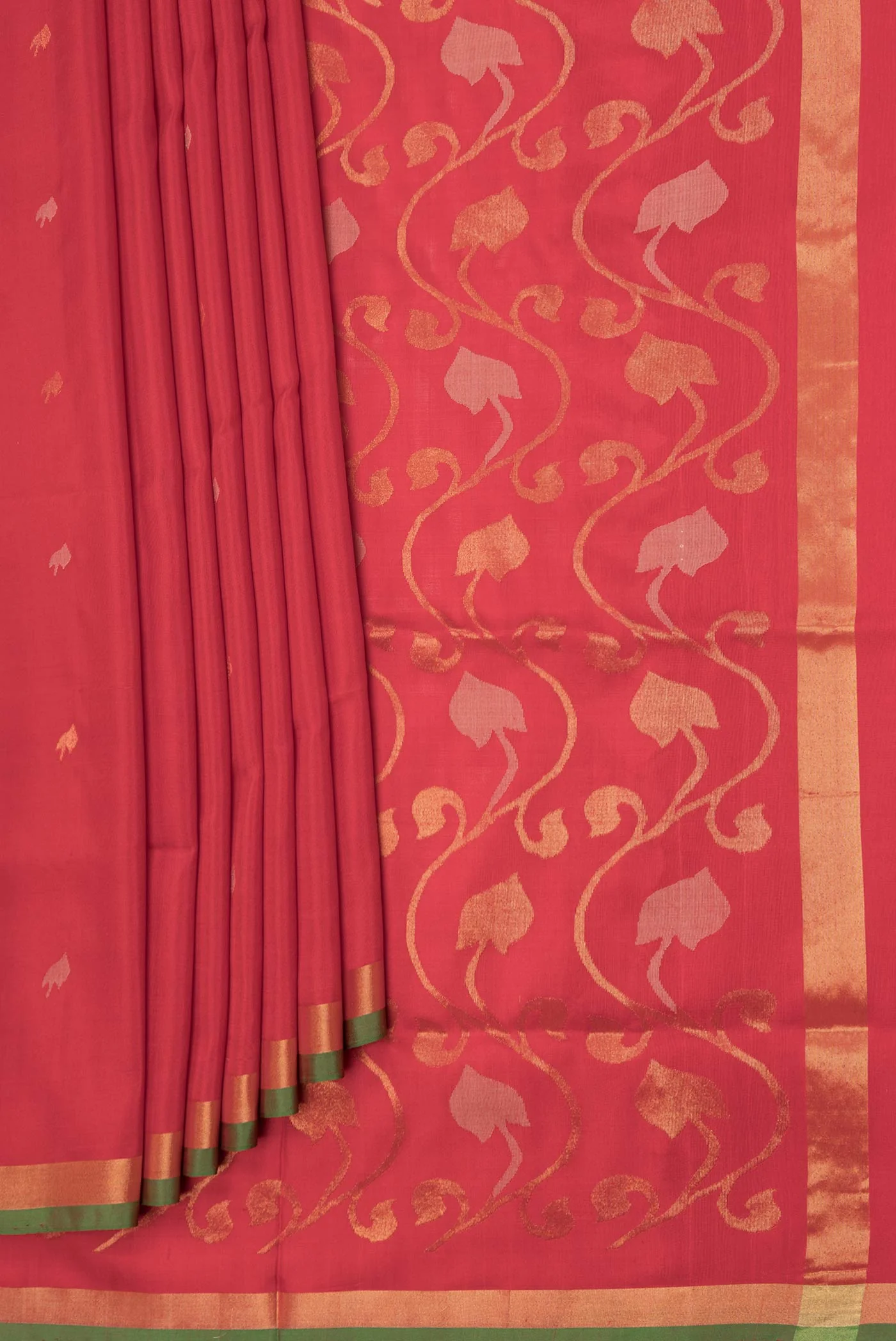 Red Dual Tone Uppada Silk Saree - Image 4