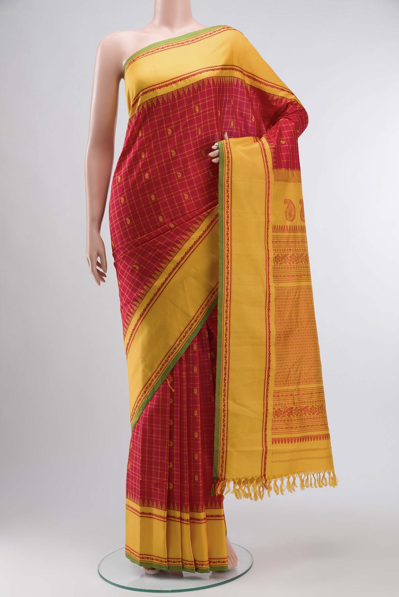 Red Gadwal Silk Saree