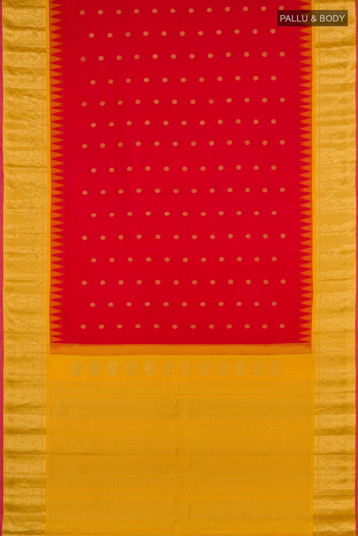 Red Gadwal Silk Saree - Image 5