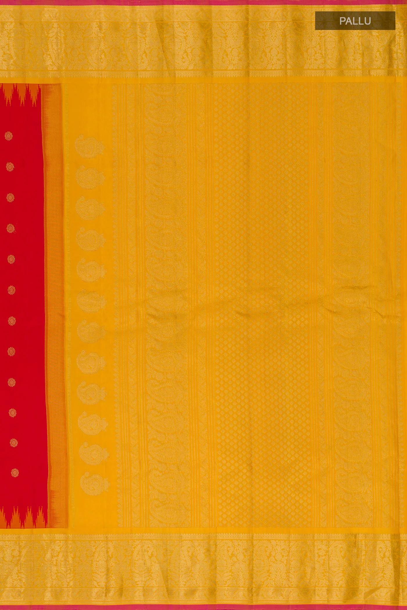 Red Gadwal Silk Saree - Image 6