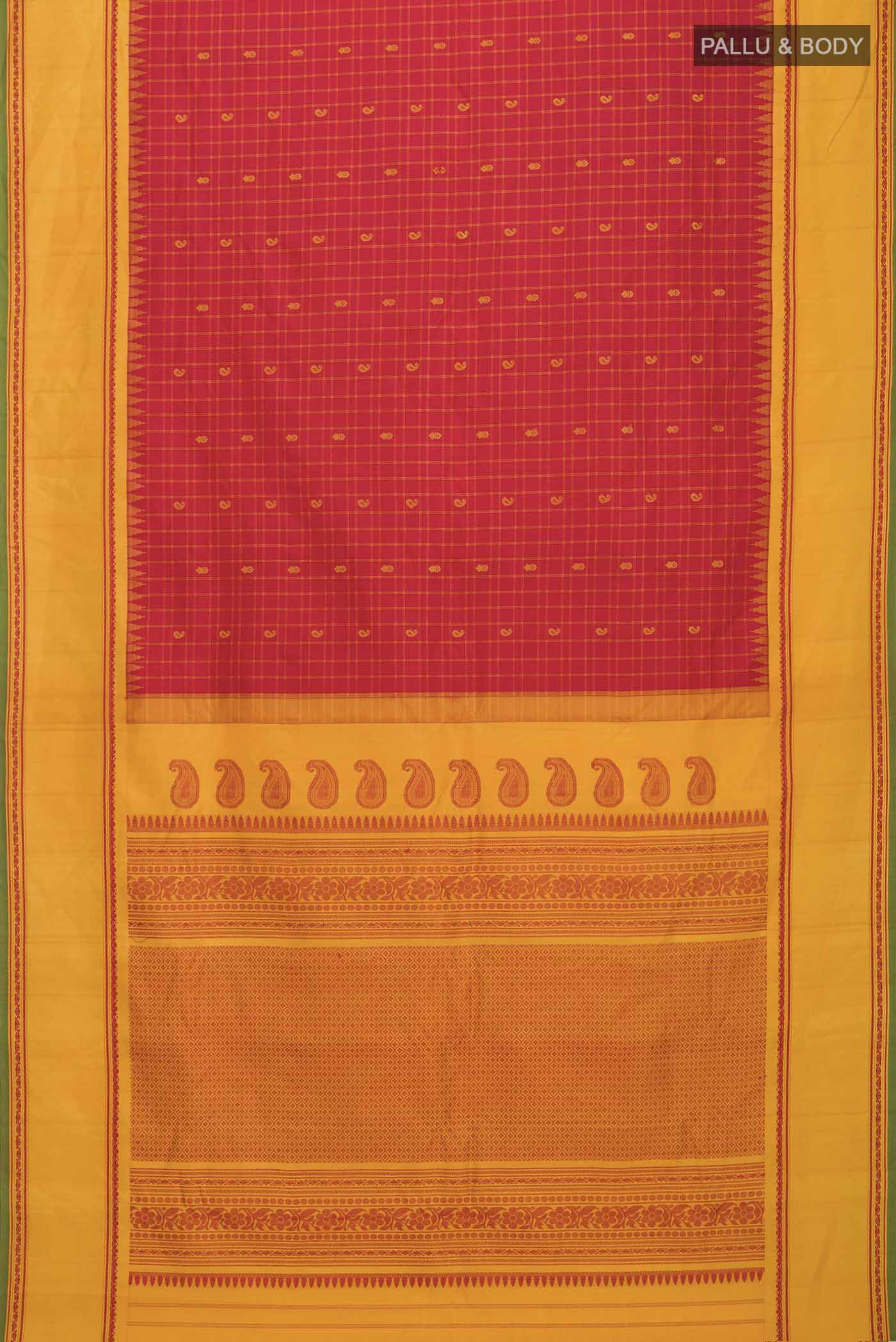 Red Gadwal Silk Saree - Image 6