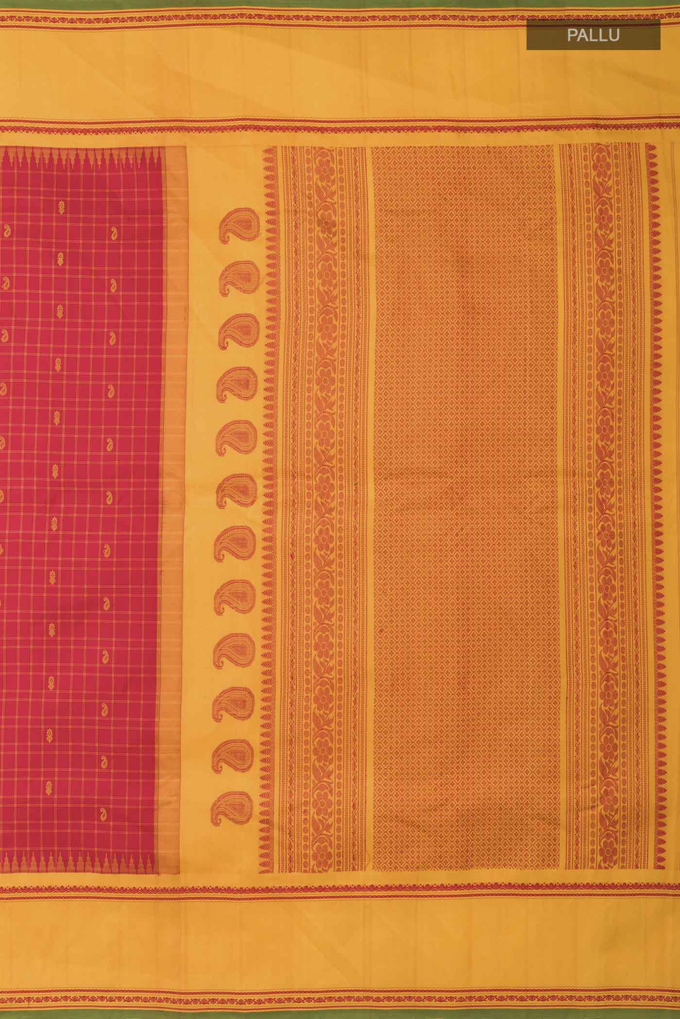 Red Gadwal Silk Saree - Image 7
