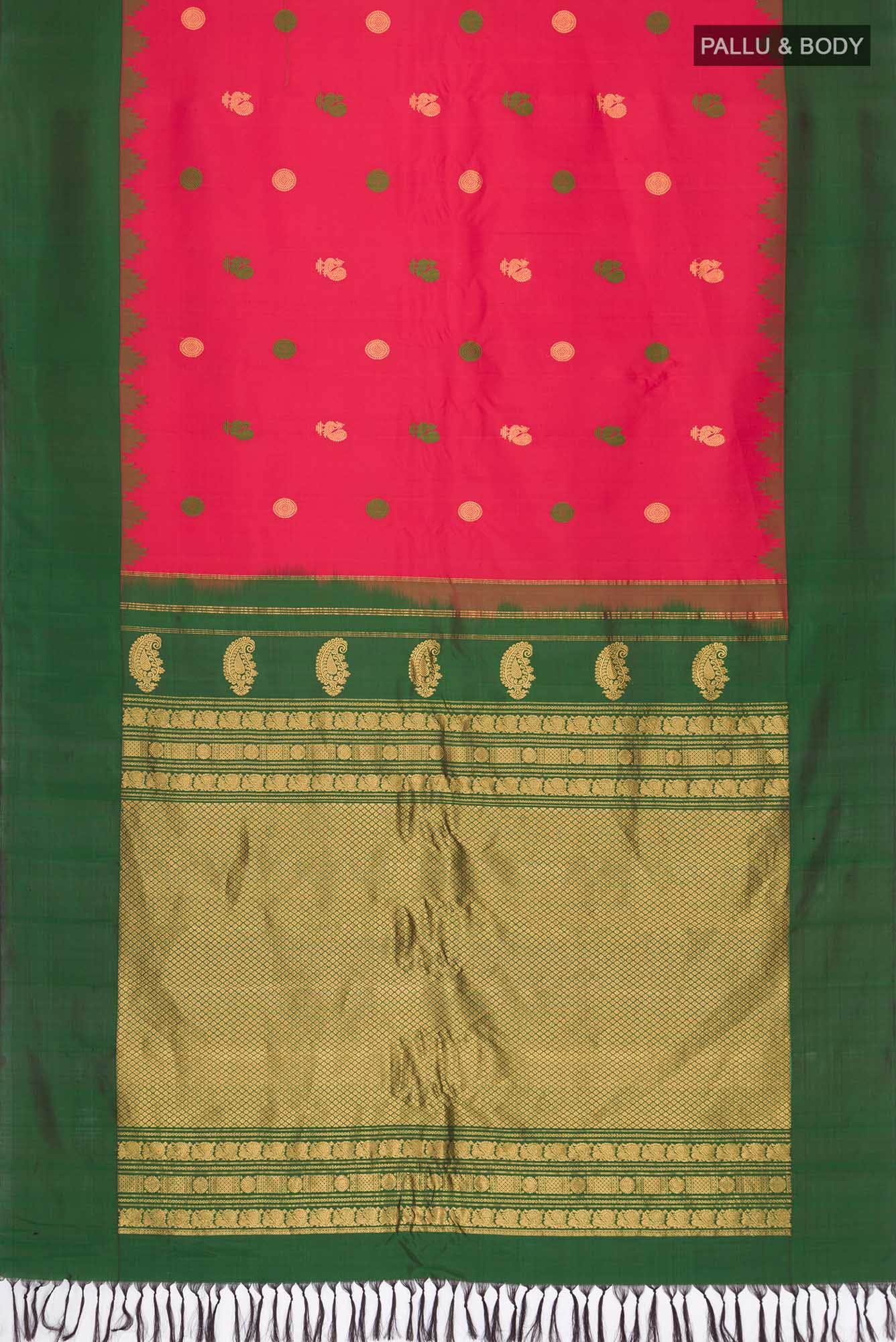 Red Gadwal Silk Saree - Image 4