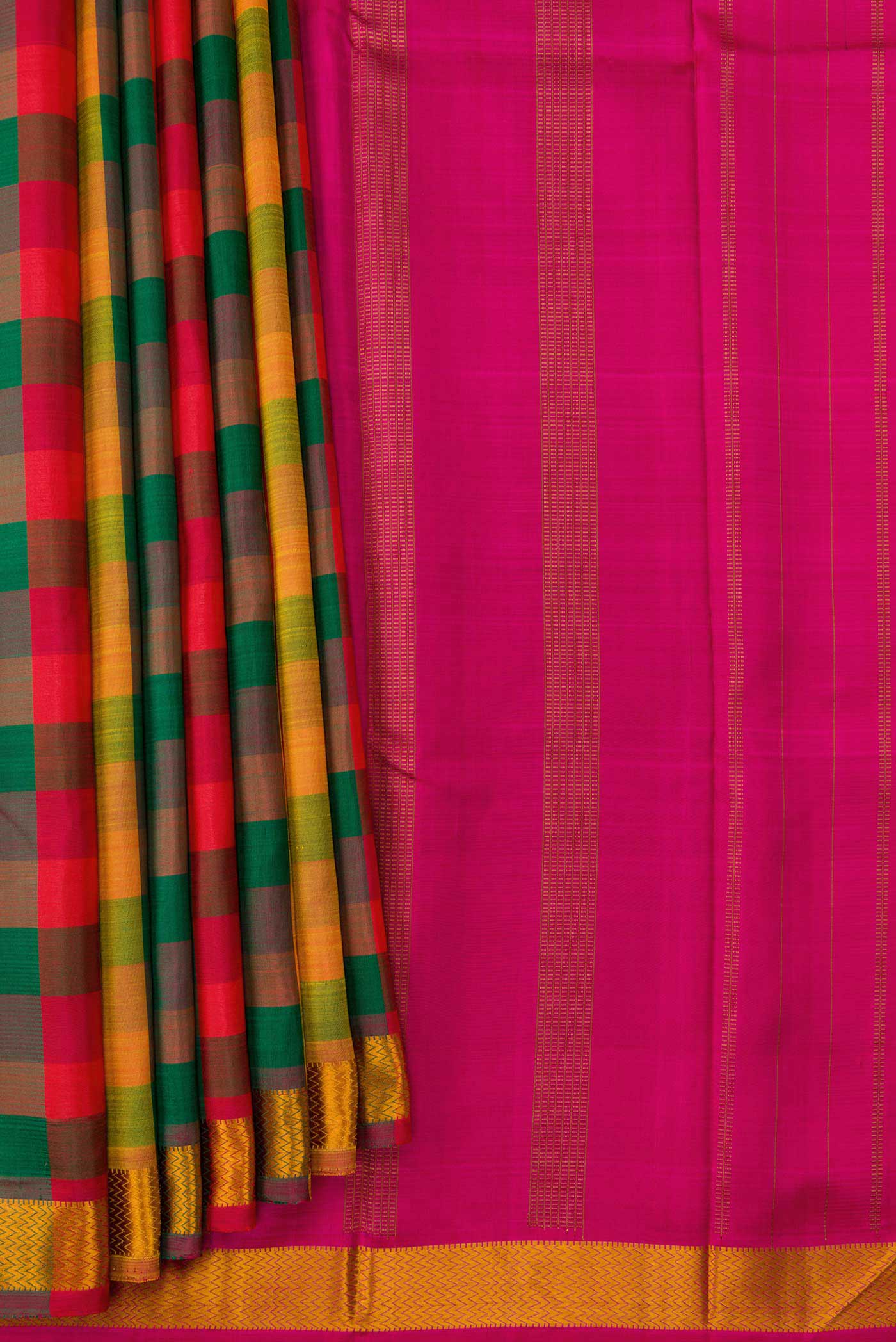 Multi Color Kanchipuram Silk Saree - Image 4
