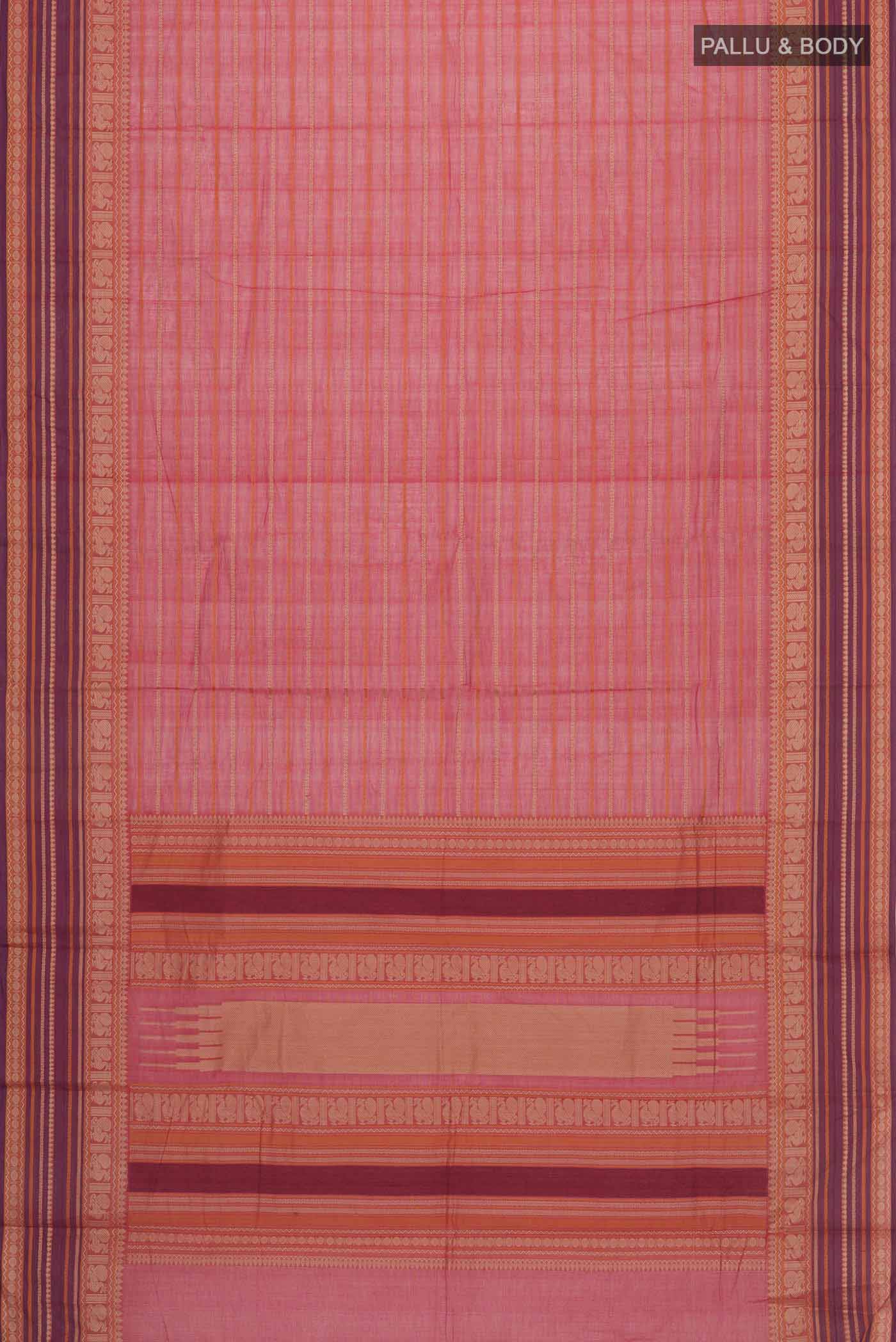 Red Kanchi Cotton Saree - Image 3