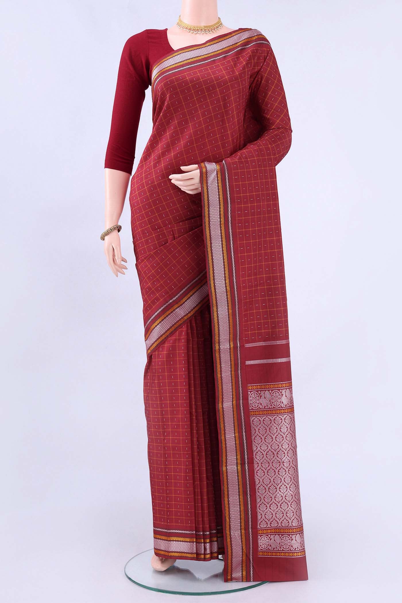 Maroon Kanchipuram Silk Saree