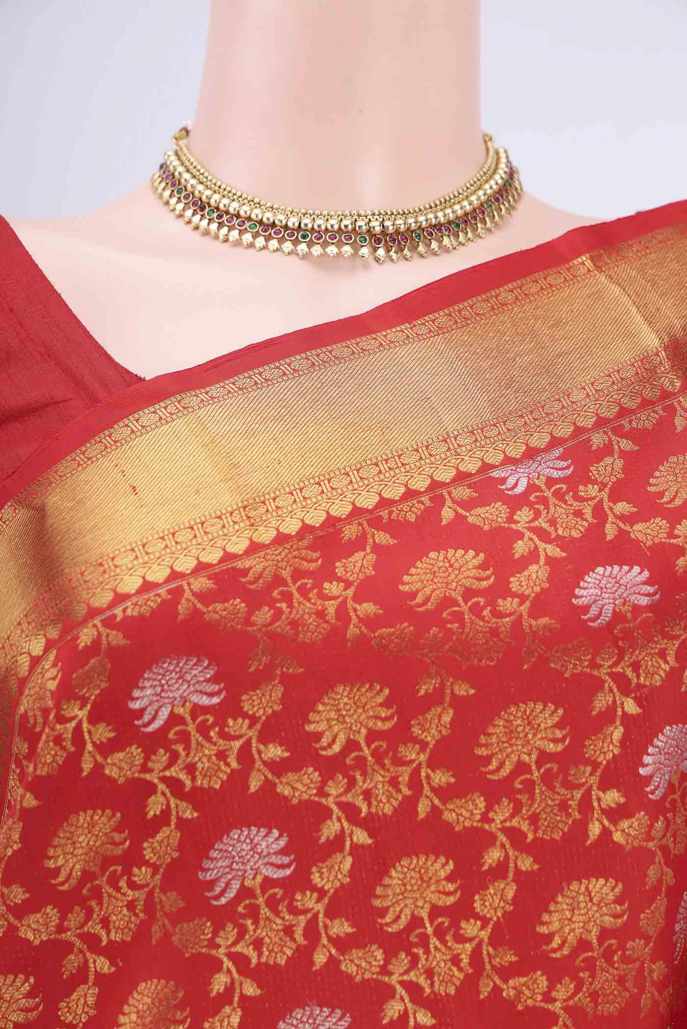 Red Kanchipuram Silk Saree - Image 2