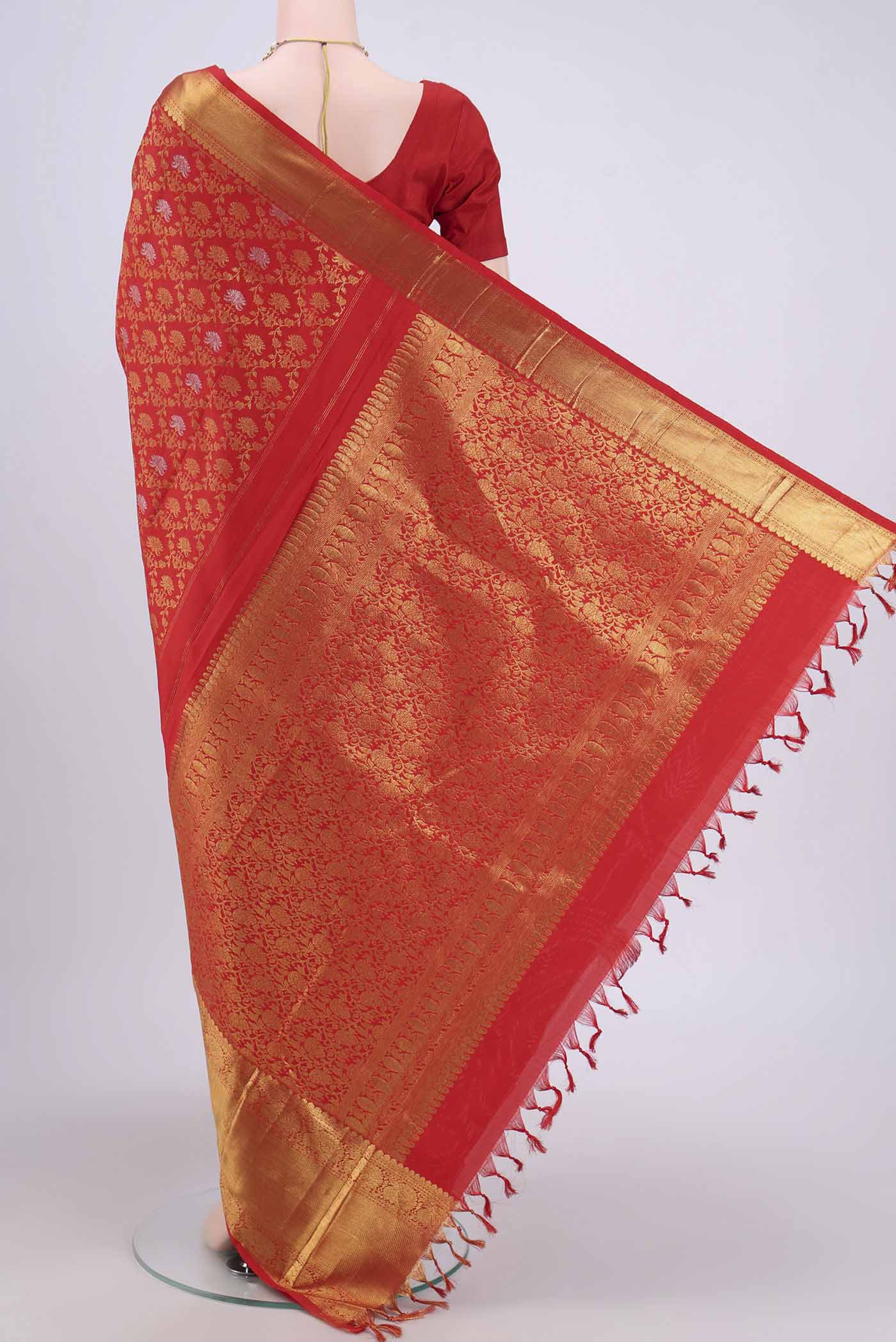 Red Kanchipuram Silk Saree - Image 3