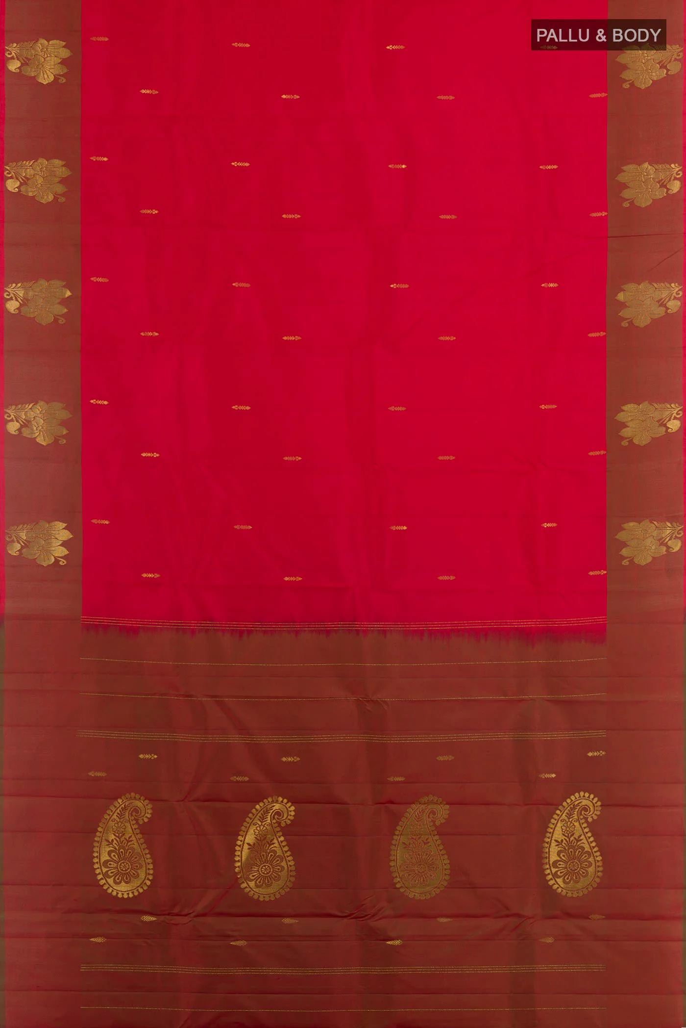 Red Kanchipuram Silk Saree - Image 3