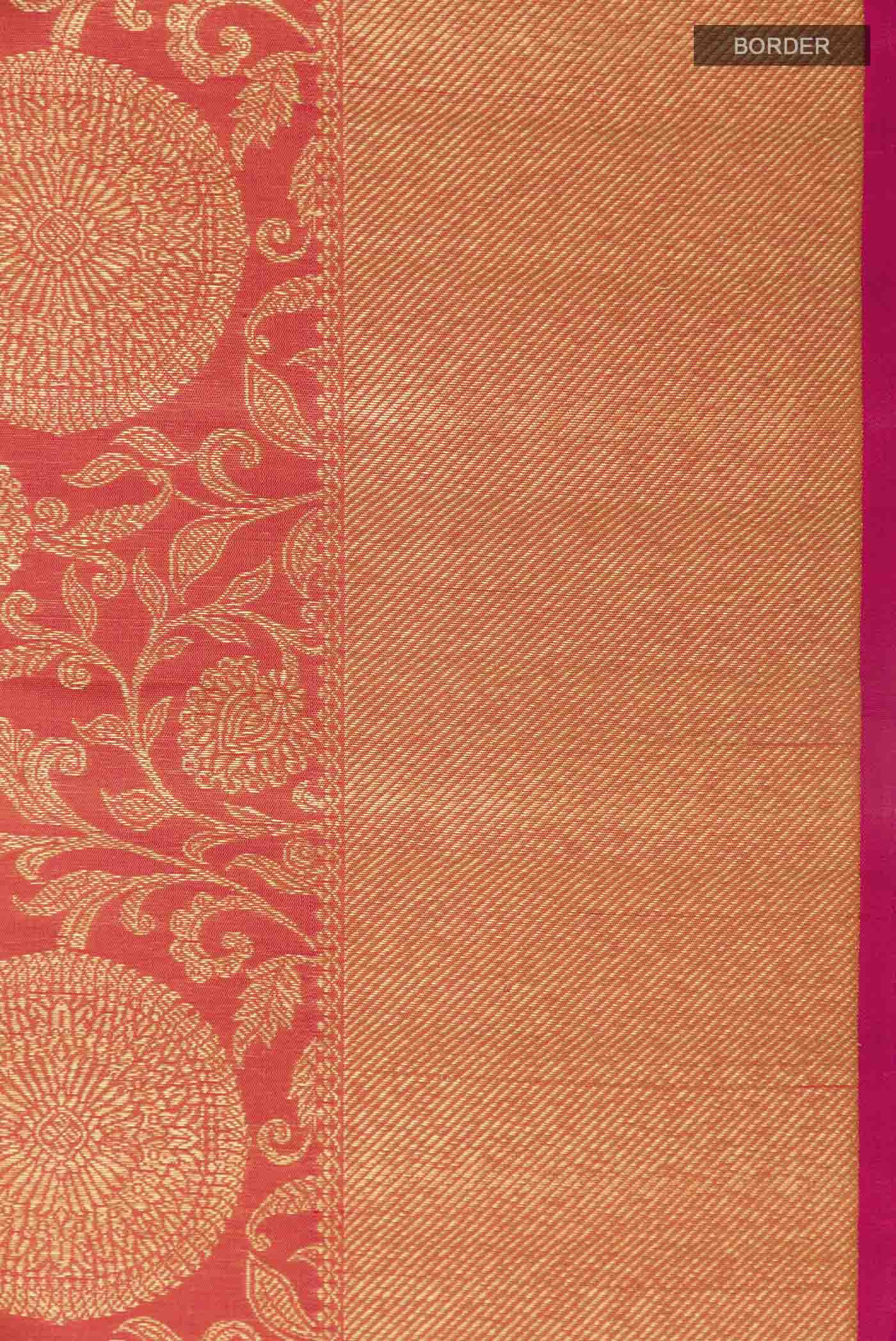 Pink with  Orange Color Kanjivaram Silk Saree - Image 3
