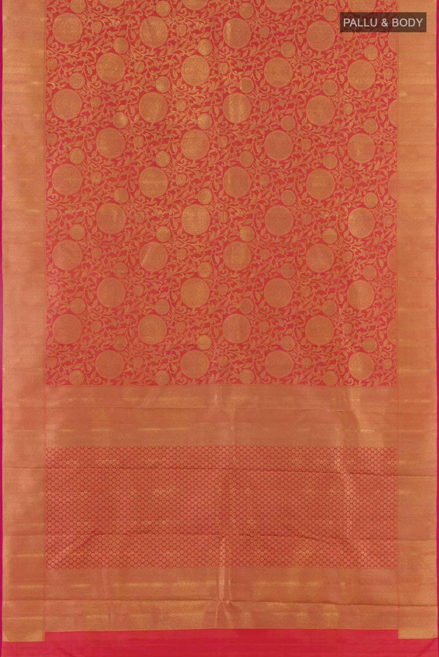 Pink with  Orange Color Kanjivaram Silk Saree - Image 6