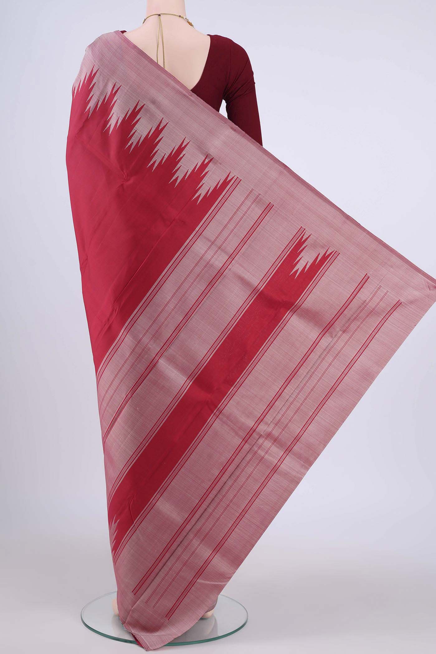 Red Kanchipuram Silk Saree - Image 3