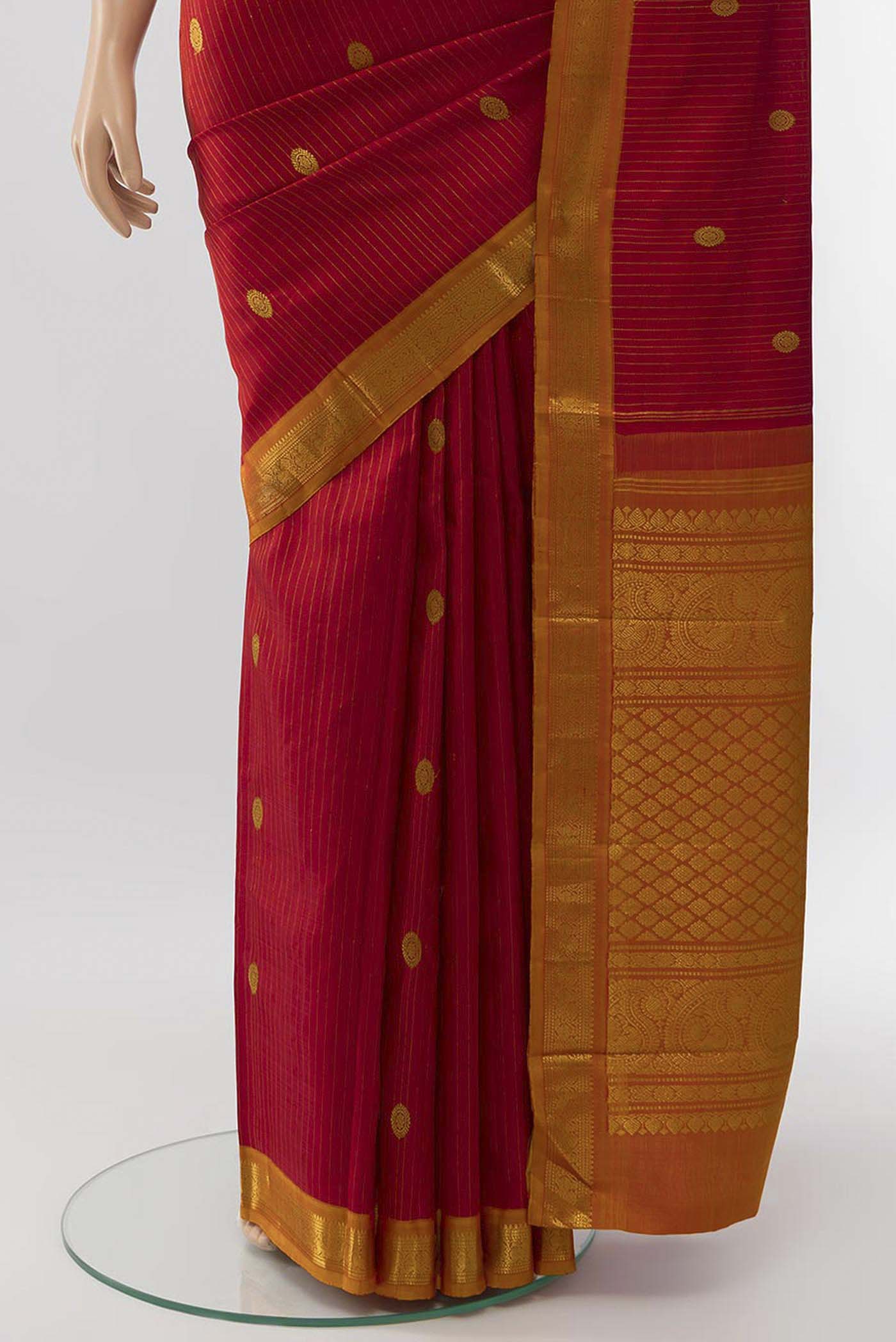 Red Kanchipuram Silk Saree - Image 3