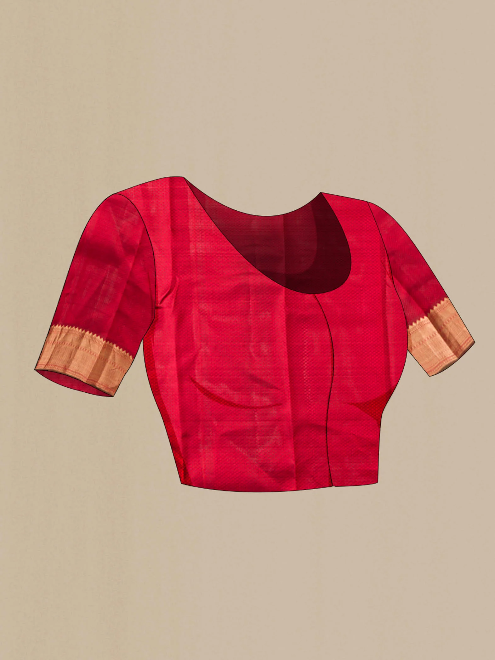 Red Kanchipuram Silk Saree - Image 5