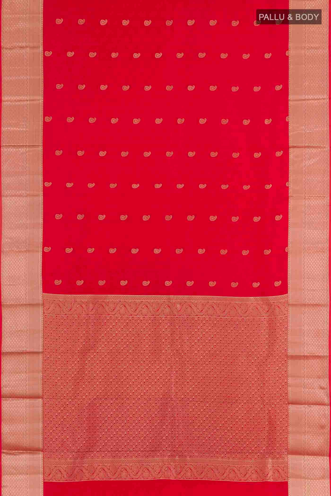 Red Kanchipuram Silk Saree - Image 6