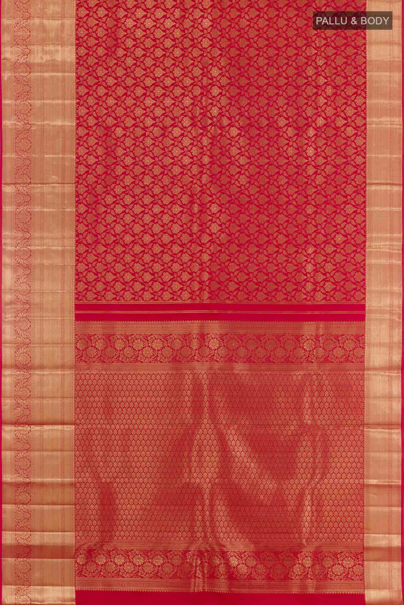 Red Kanchipuram Silk Saree - Image 5