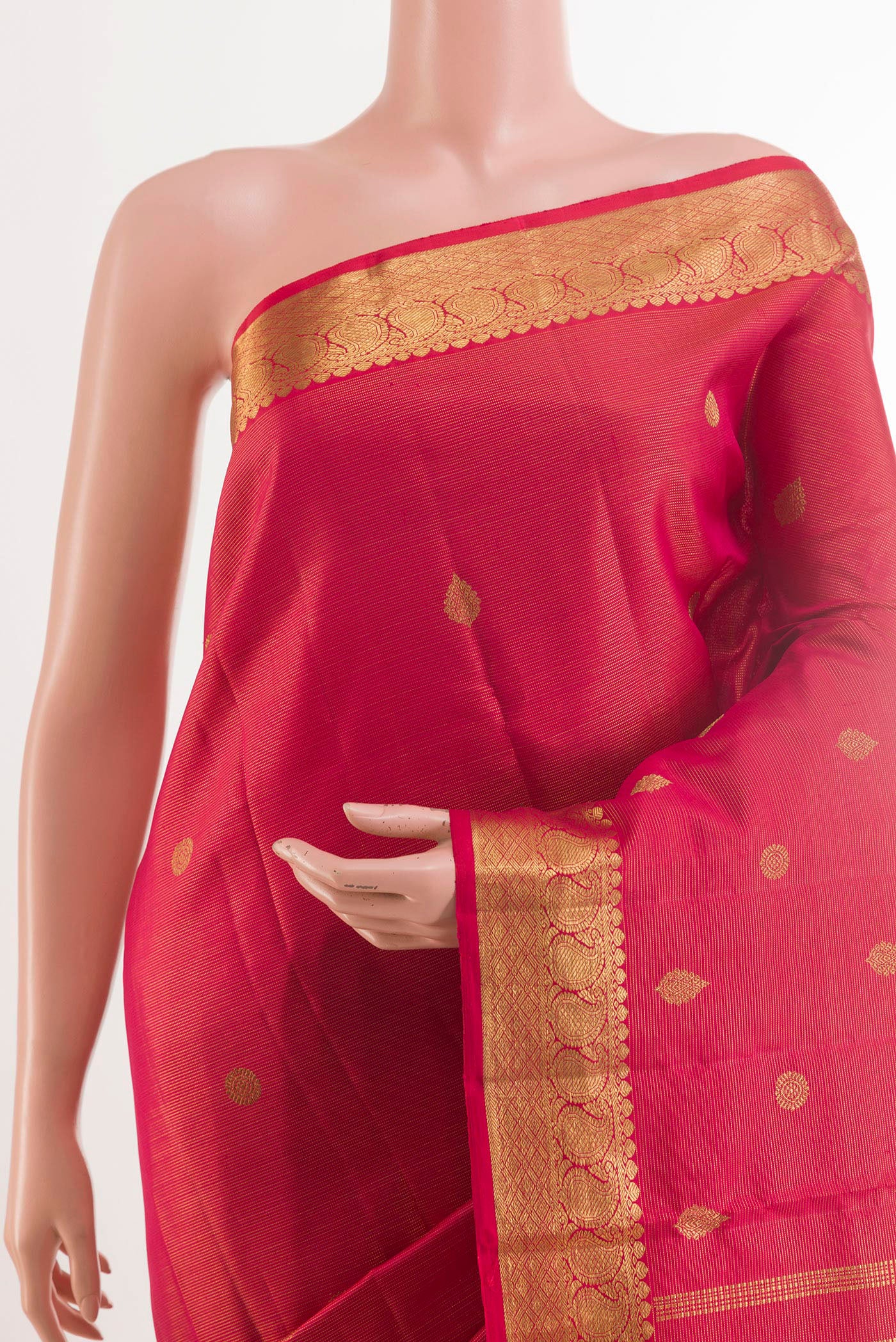 Pure Silk Pure Zari Red Kanchipuram Saree - Image 2