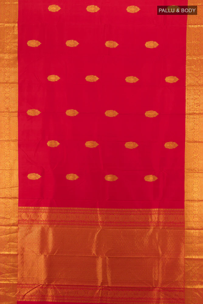 Red Kanchipuram Silk Saree - Image 5