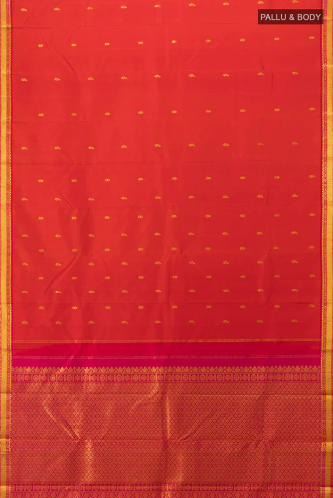 Red Kanchipuram Silk Saree - Image 5
