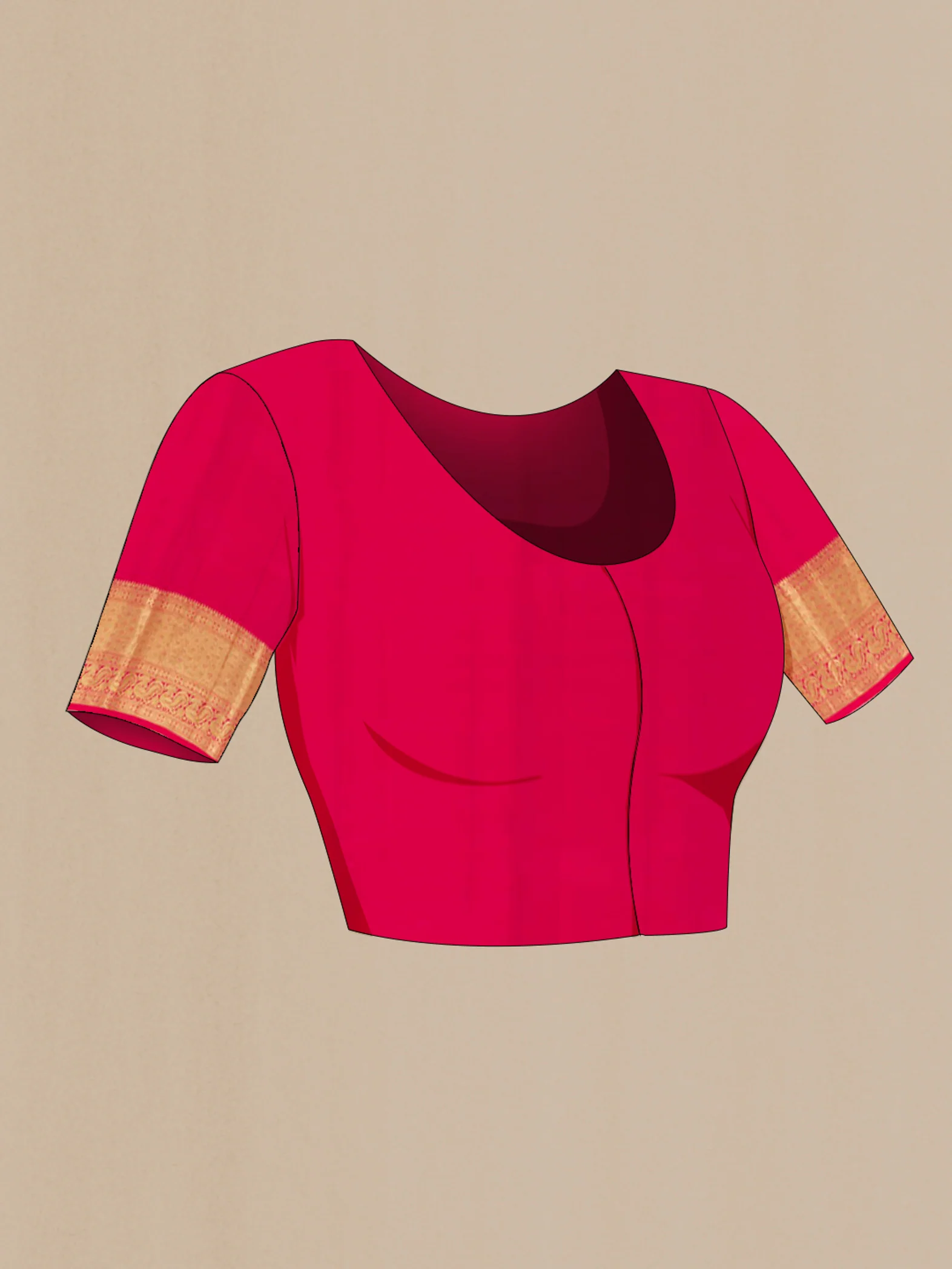 Pink with Red Color Kanchipuram Silk Saree - Image 2