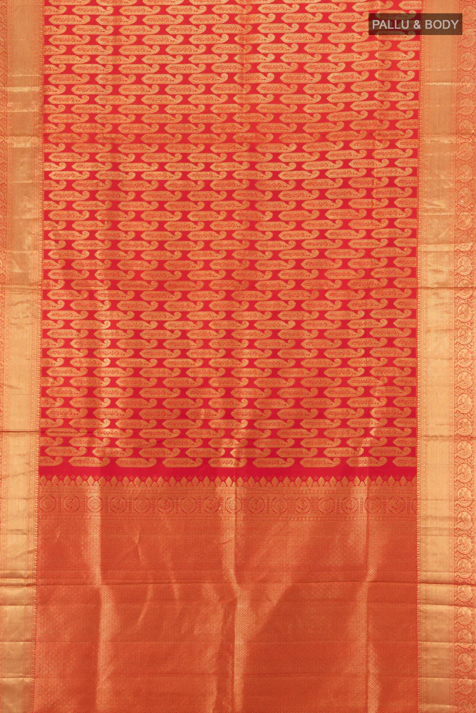 Red Kanchipuram Silk Saree - Image 5