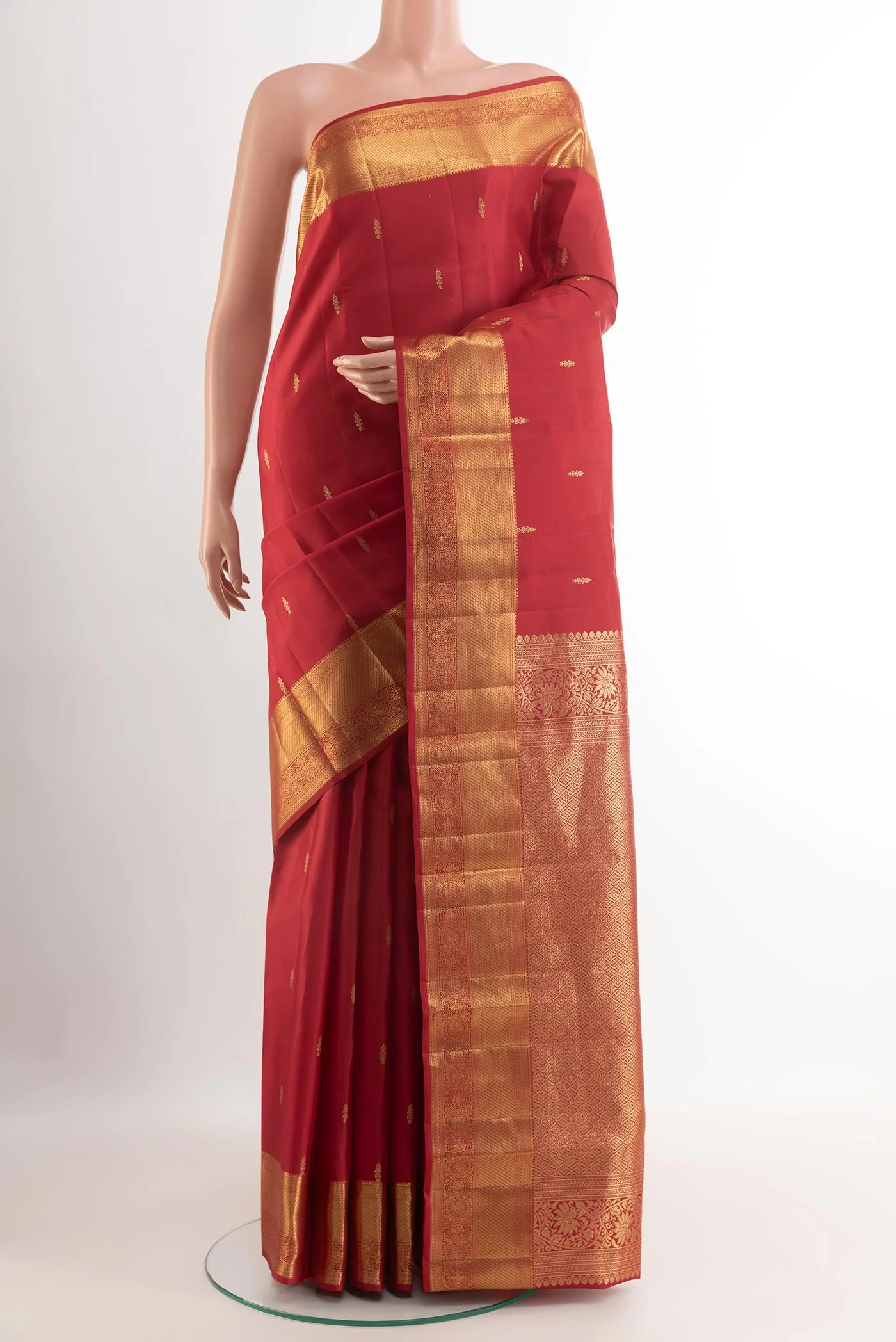 Deep Red Kanchipuram Silk Saree