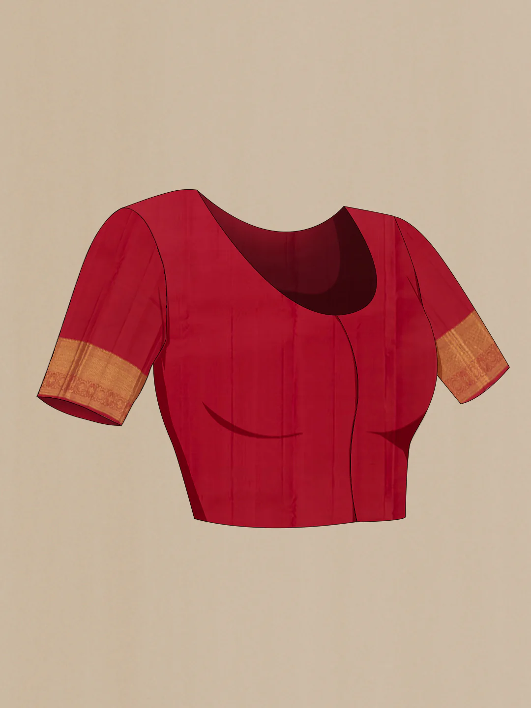 Deep Red Kanchipuram Silk Saree - Image 2