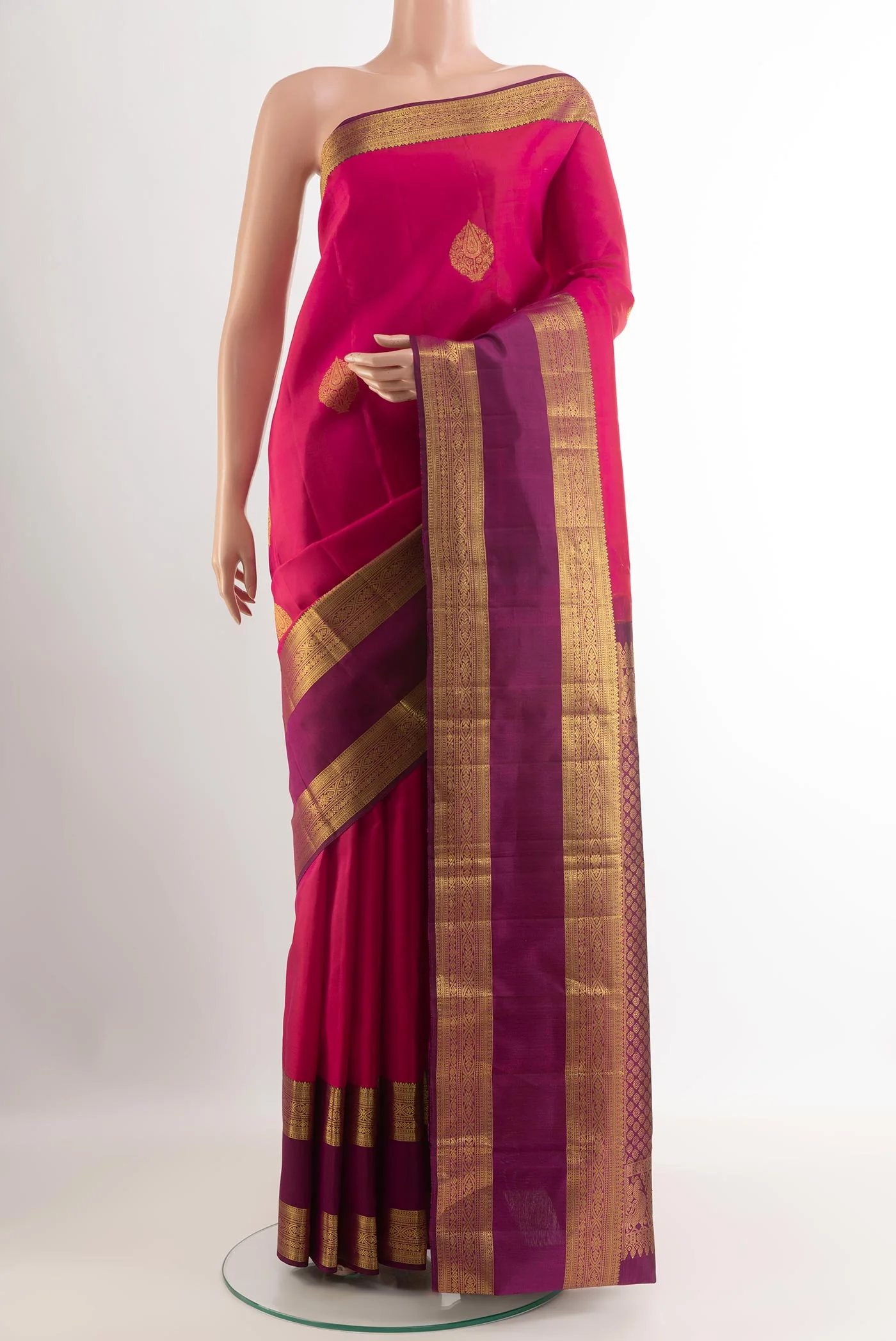 Dark Pink Kanchipuram Silk Saree
