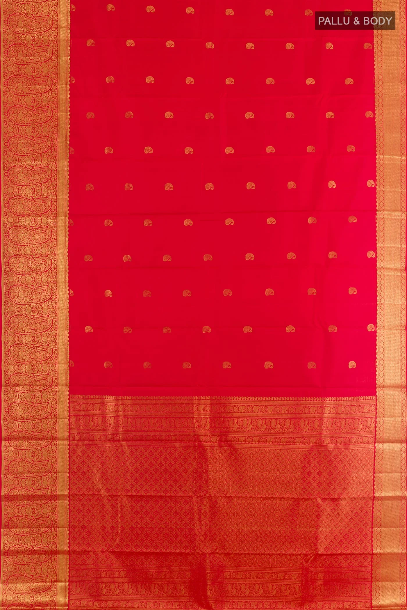 Red Kanchipuram Silk Saree - Image 3