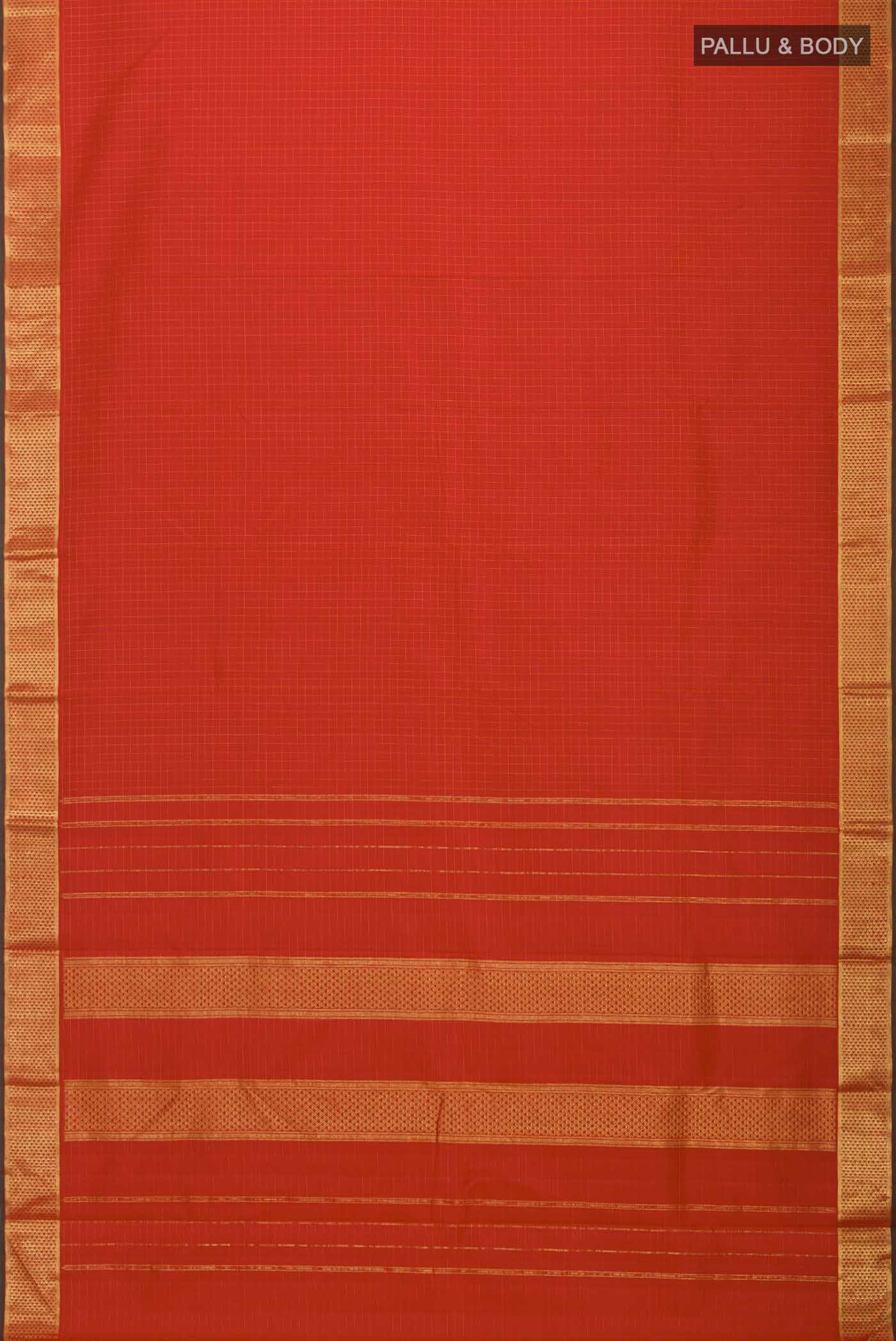 Red Kanchipuram Silk Saree - Image 6