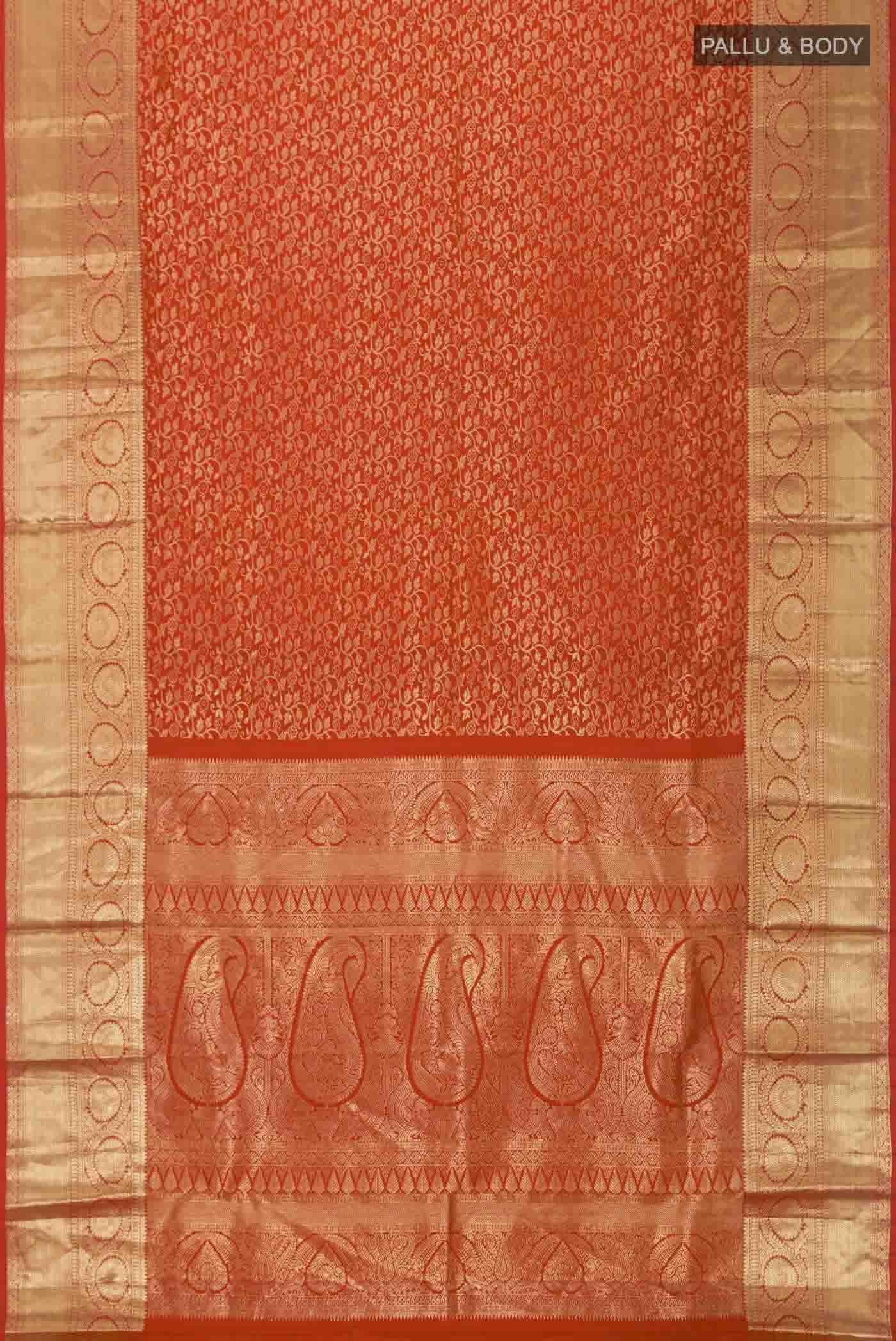 Orange Kanjivaram Silk Saree - Image 6