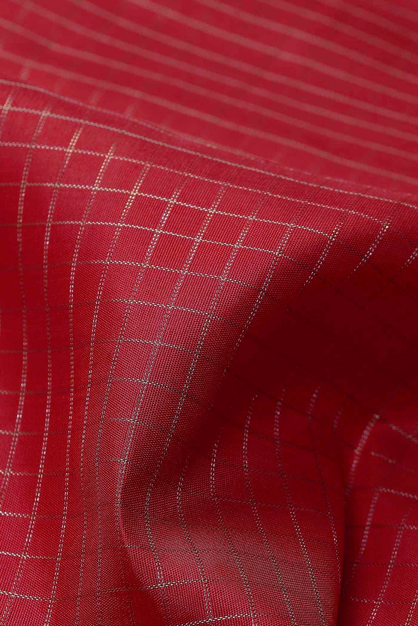 Pure Silk Pure Zari Red Kanchipuram Saree - Image 3