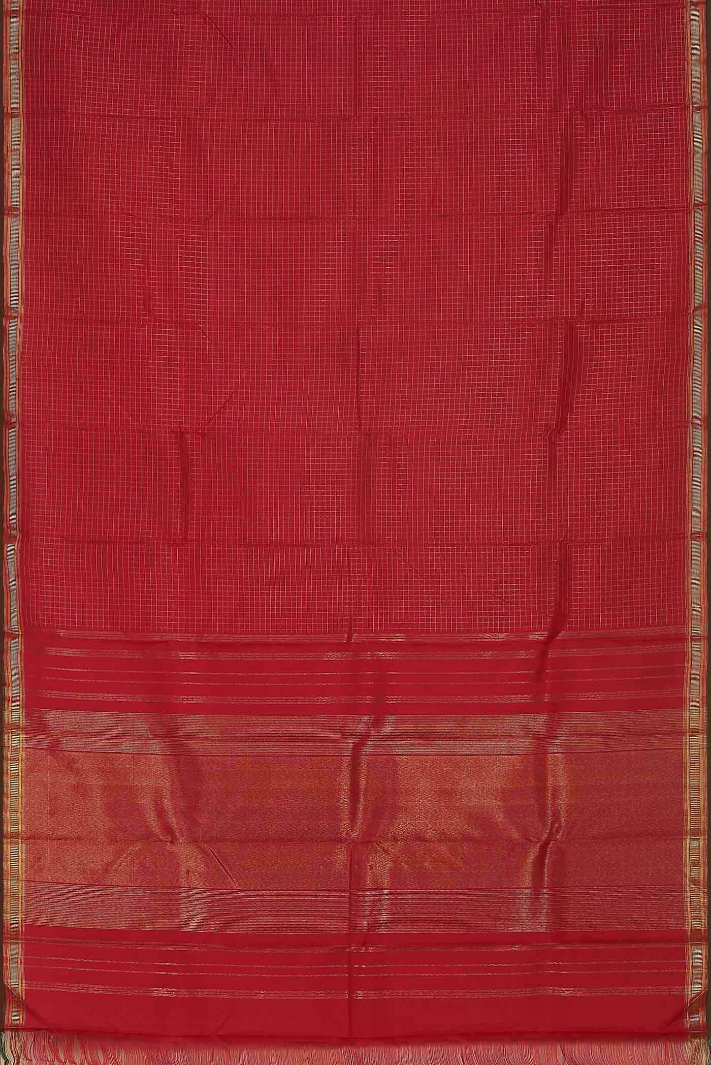 Pure Silk Pure Zari Red Kanchipuram Saree - Image 4