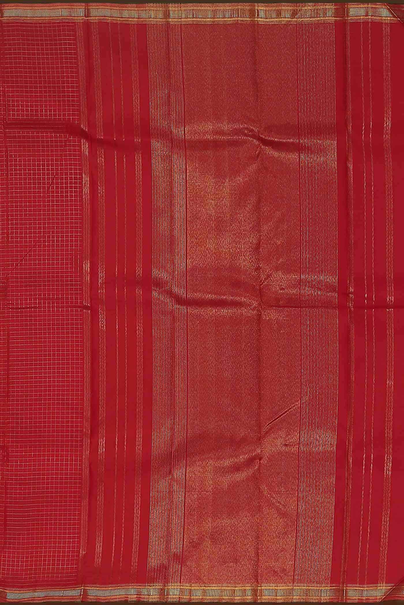 Pure Silk Pure Zari Red Kanchipuram Saree - Image 5