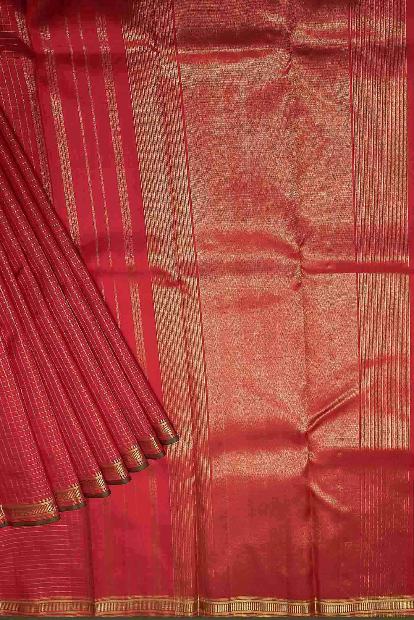 Pure Silk Pure Zari Red Kanchipuram Saree - Image 6