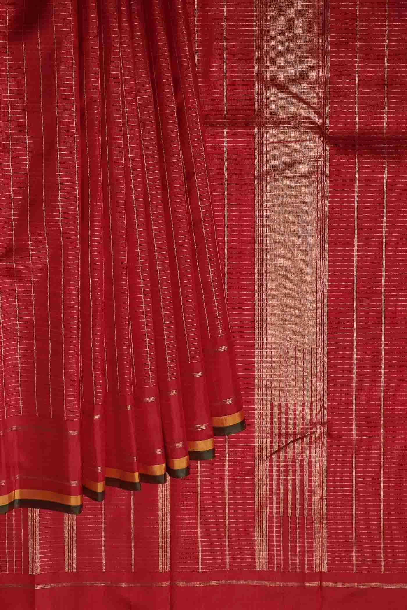 Pure Silk Pure Zari Red Kanjivaram Saree - Image 4