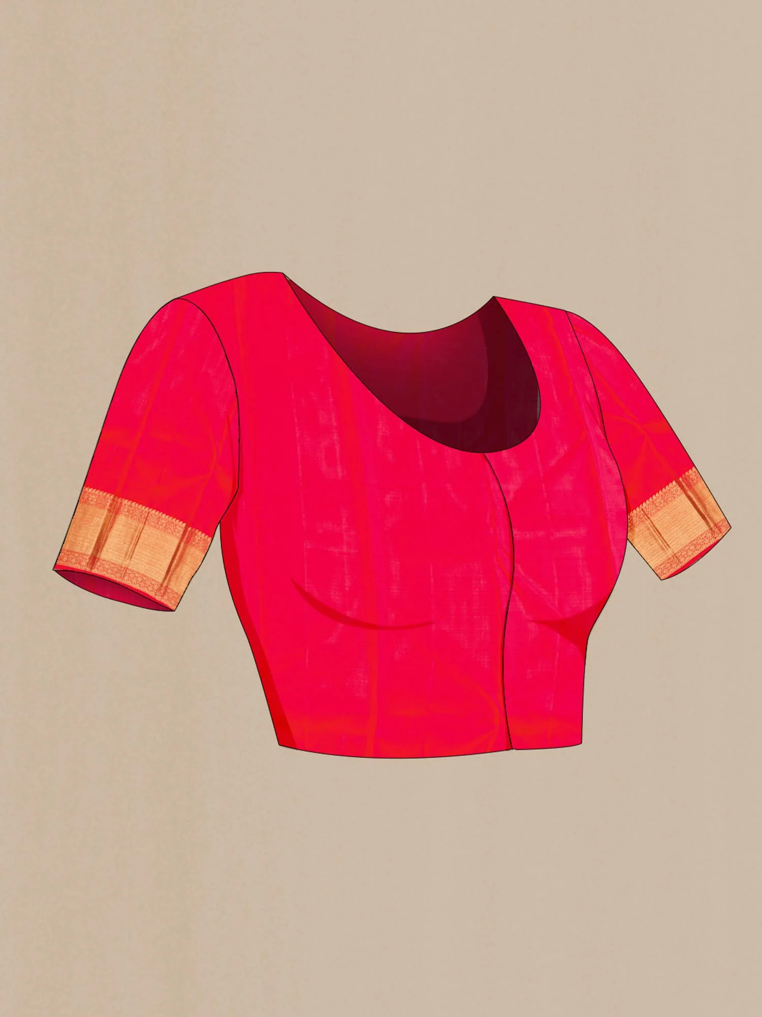Pure Silk Pure Zari Orange with Gold Color Kanjivaram Saree - Image 6