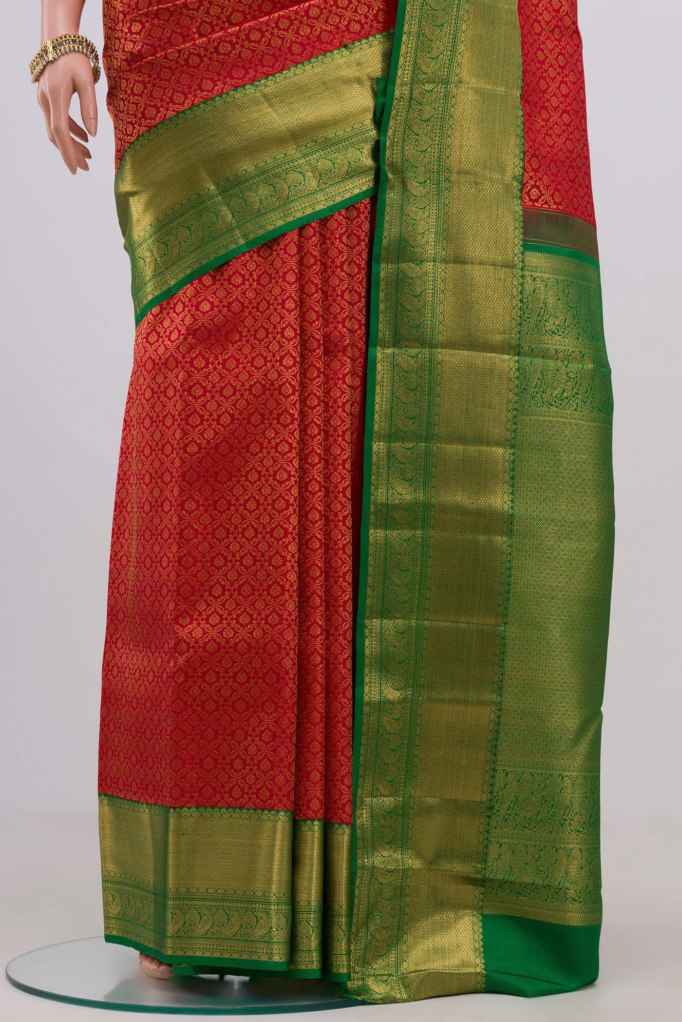 Red Kanchipuram Silk Saree - Image 3