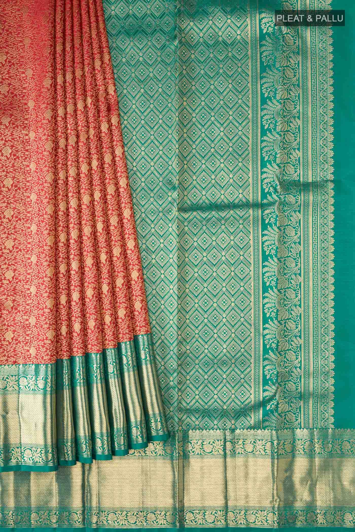 Red Kanchipuram Silk Saree - Image 2