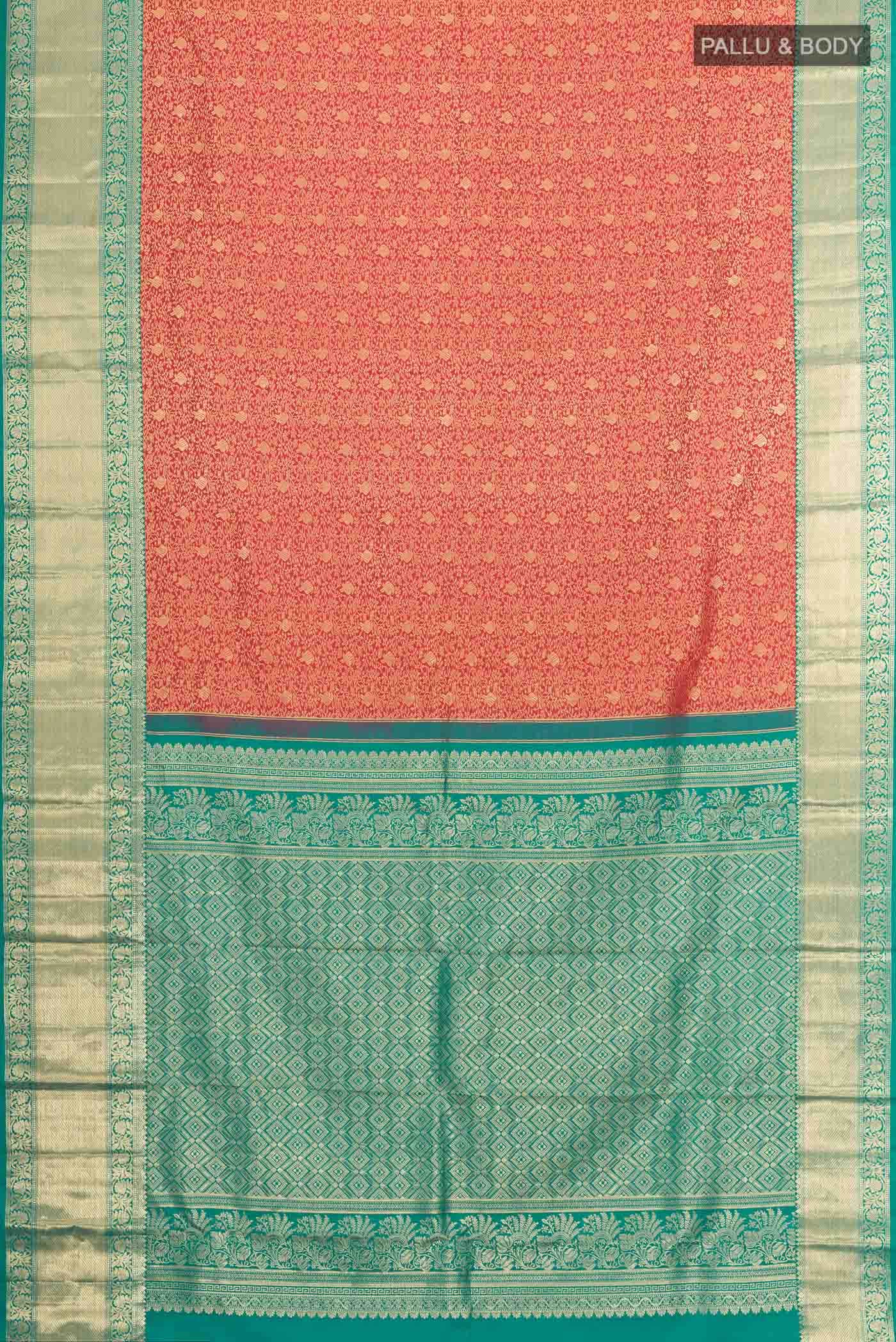 Red Kanchipuram Silk Saree - Image 4