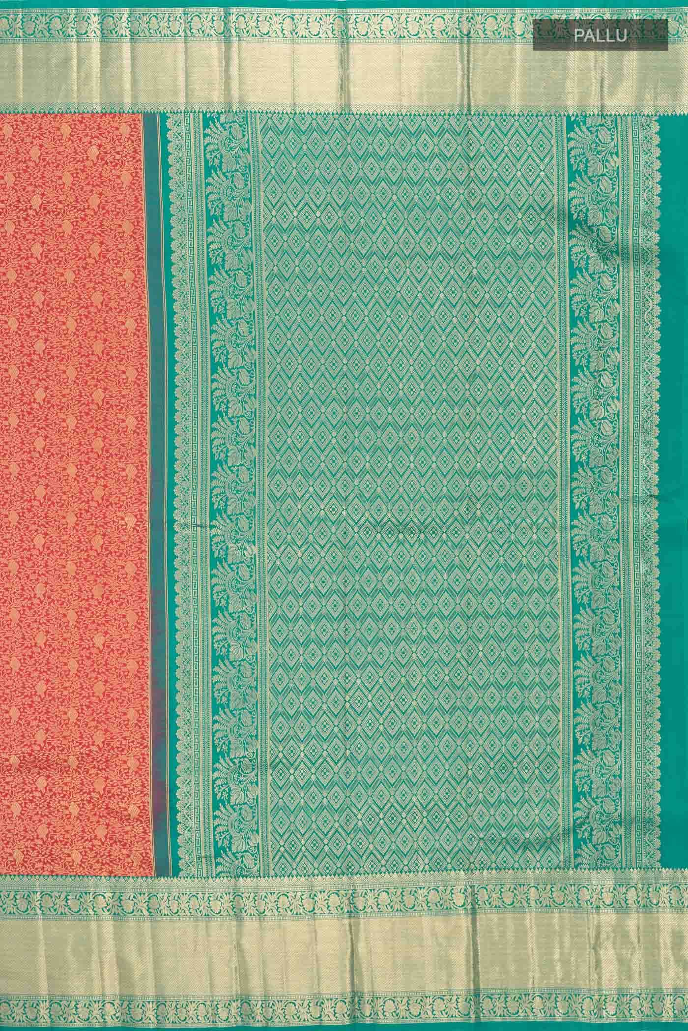 Red Kanchipuram Silk Saree - Image 5