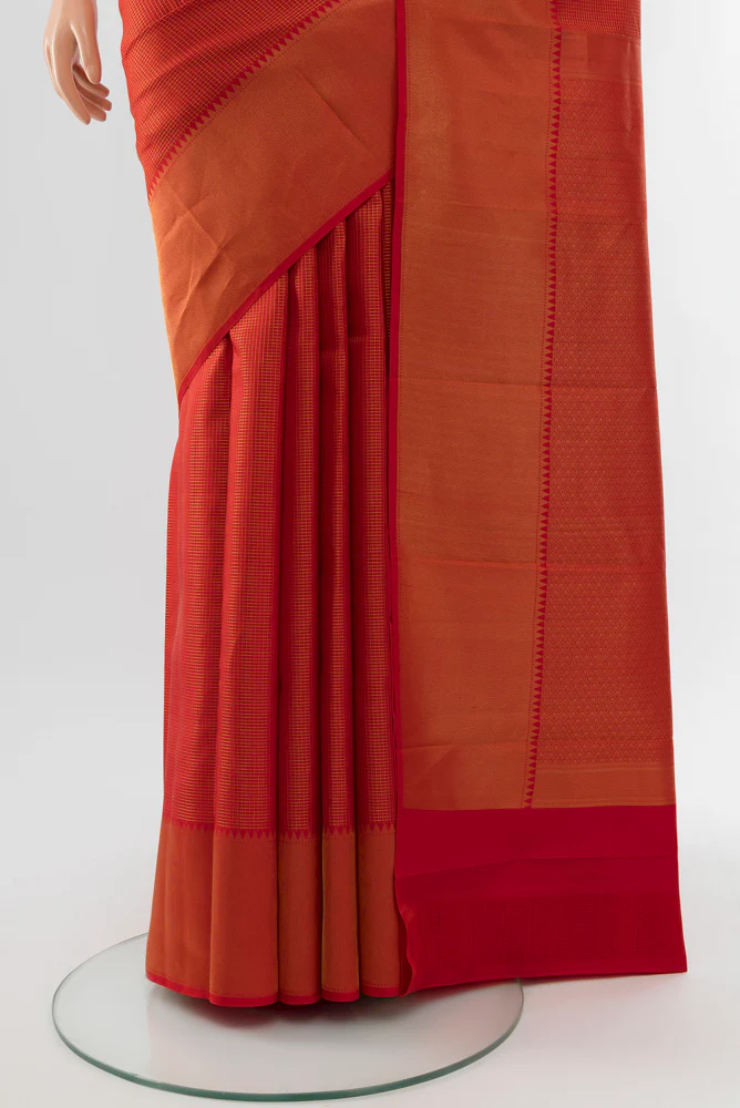 Red Kanchipuram Silk Saree - Image 3
