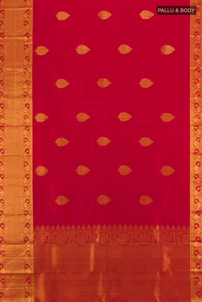 Red Kanchipuram Silk Saree - Image 5