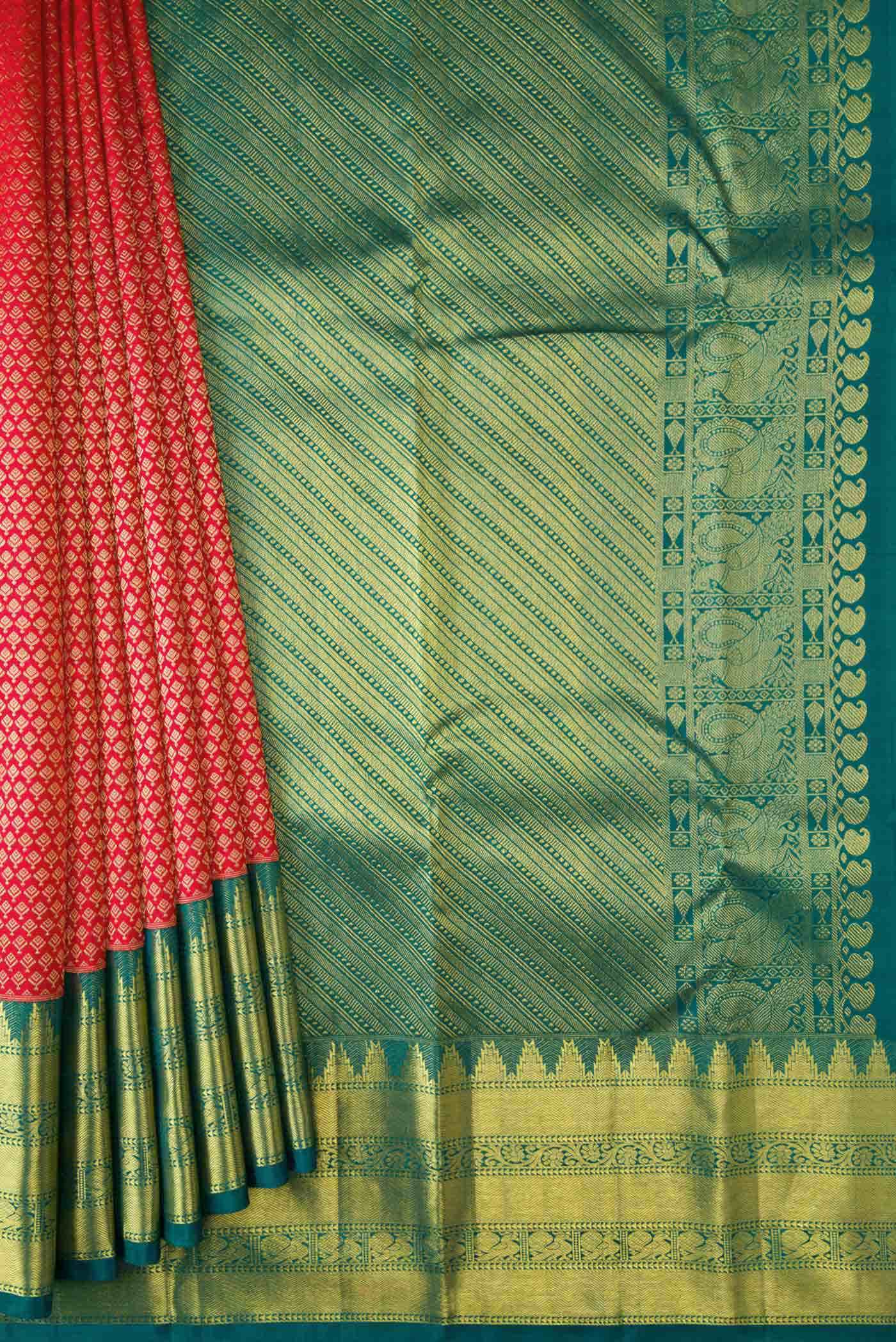 Red Kanchipuram Silk Saree - Image 2