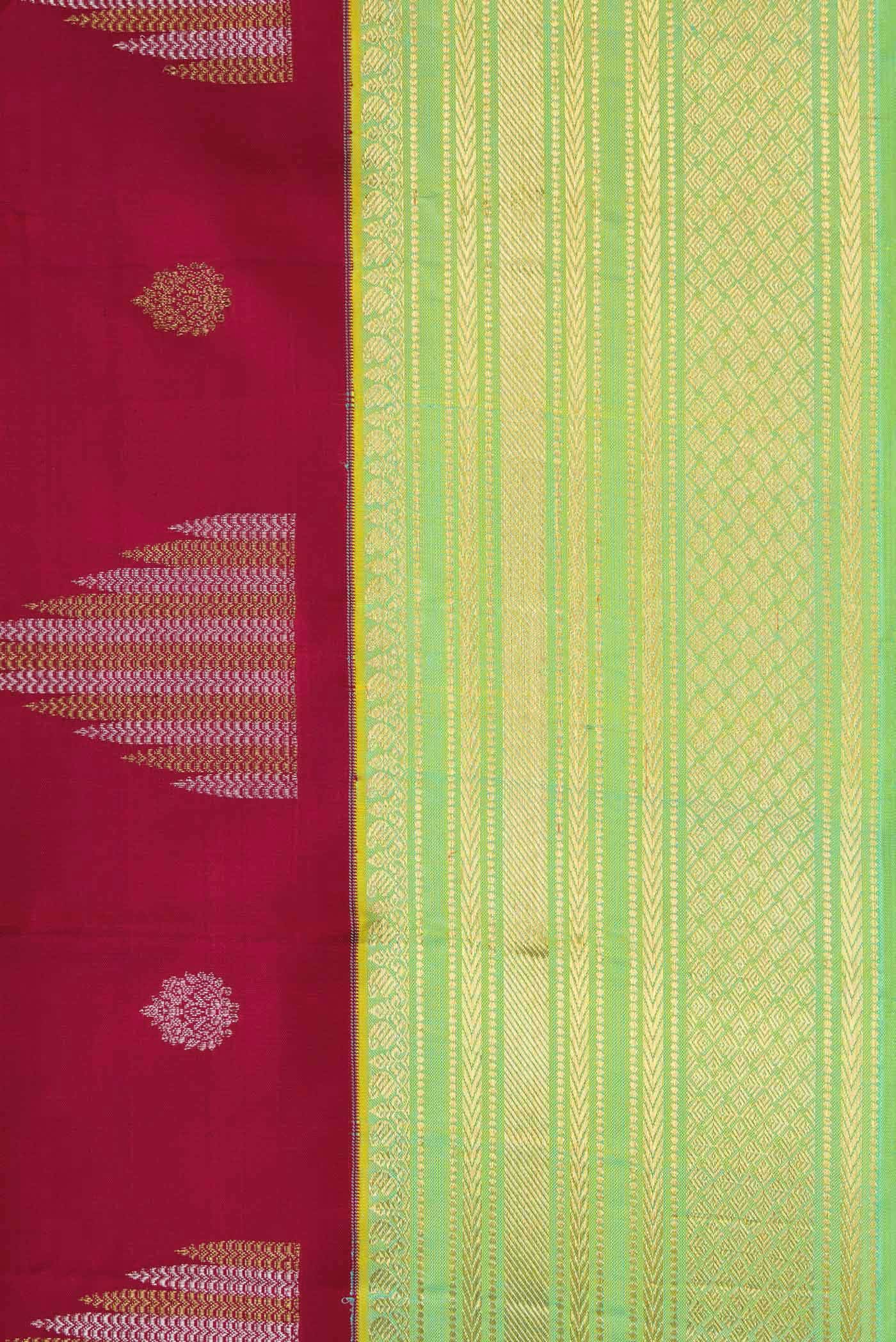 Pure Silk Pure Zari Maroon Kanjivaram Saree - Image 6