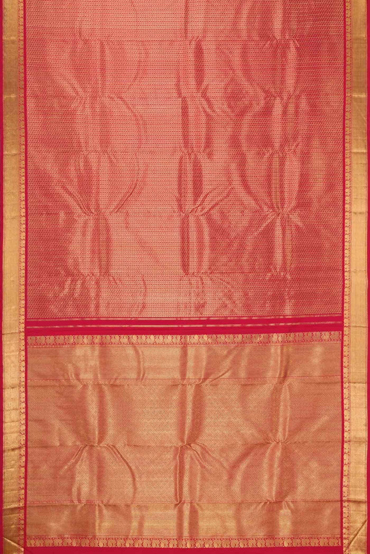 Pure Silk Pure Zari Red Kanjivaram Saree - Image 4