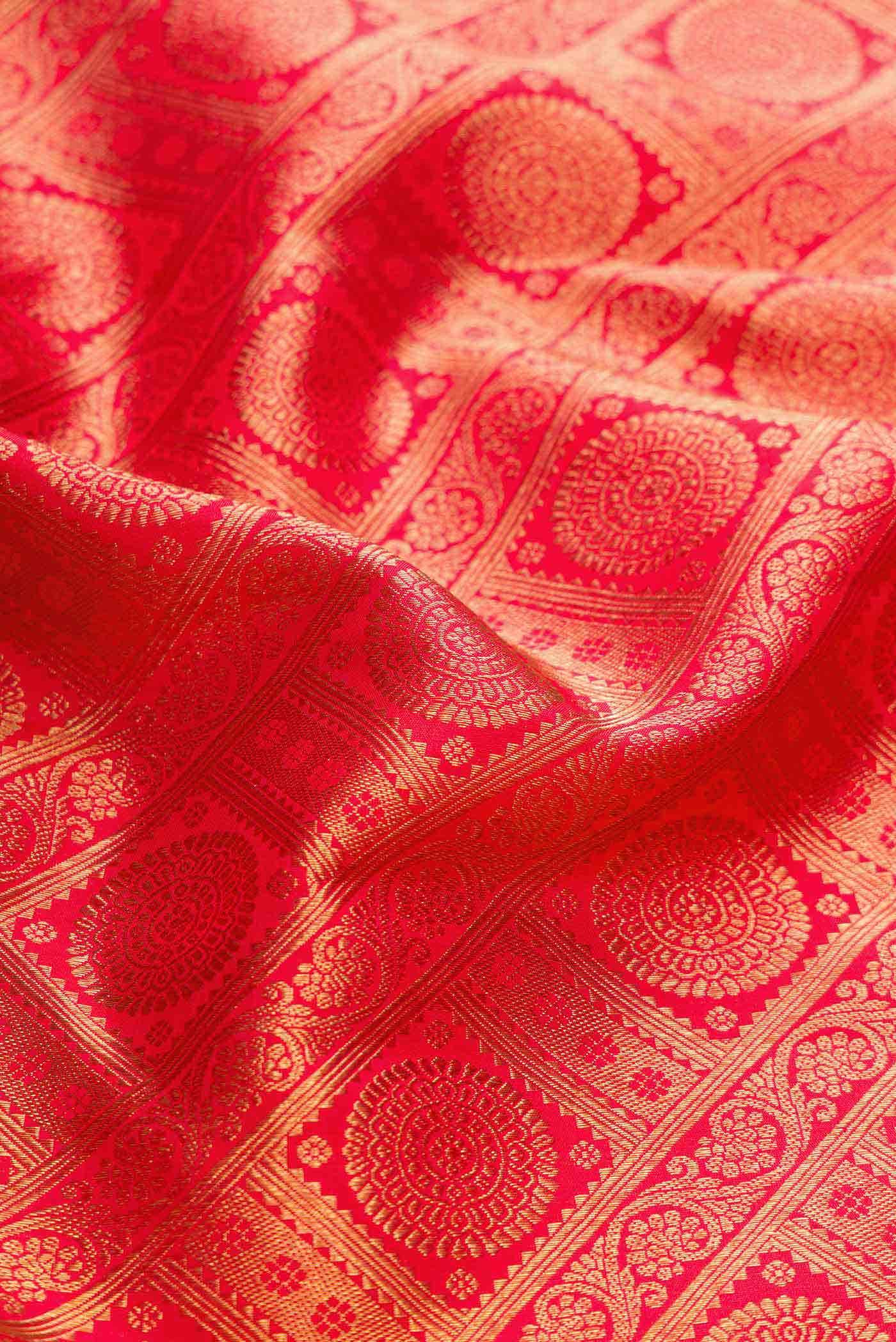 Pure Silk Pure Zari Red Kanjivaram Saree - Image 3