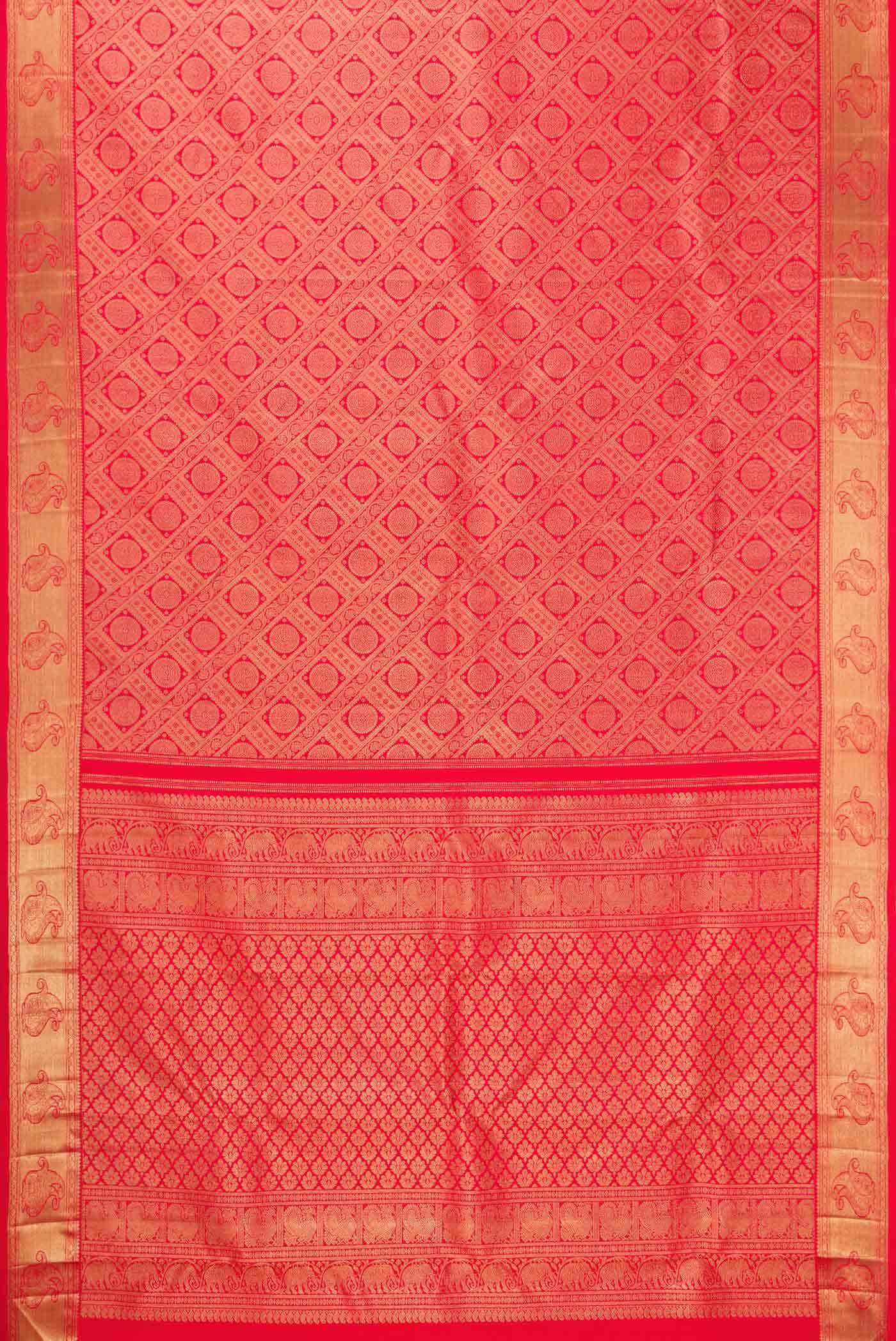 Pure Silk Pure Zari Red Kanjivaram Saree - Image 4