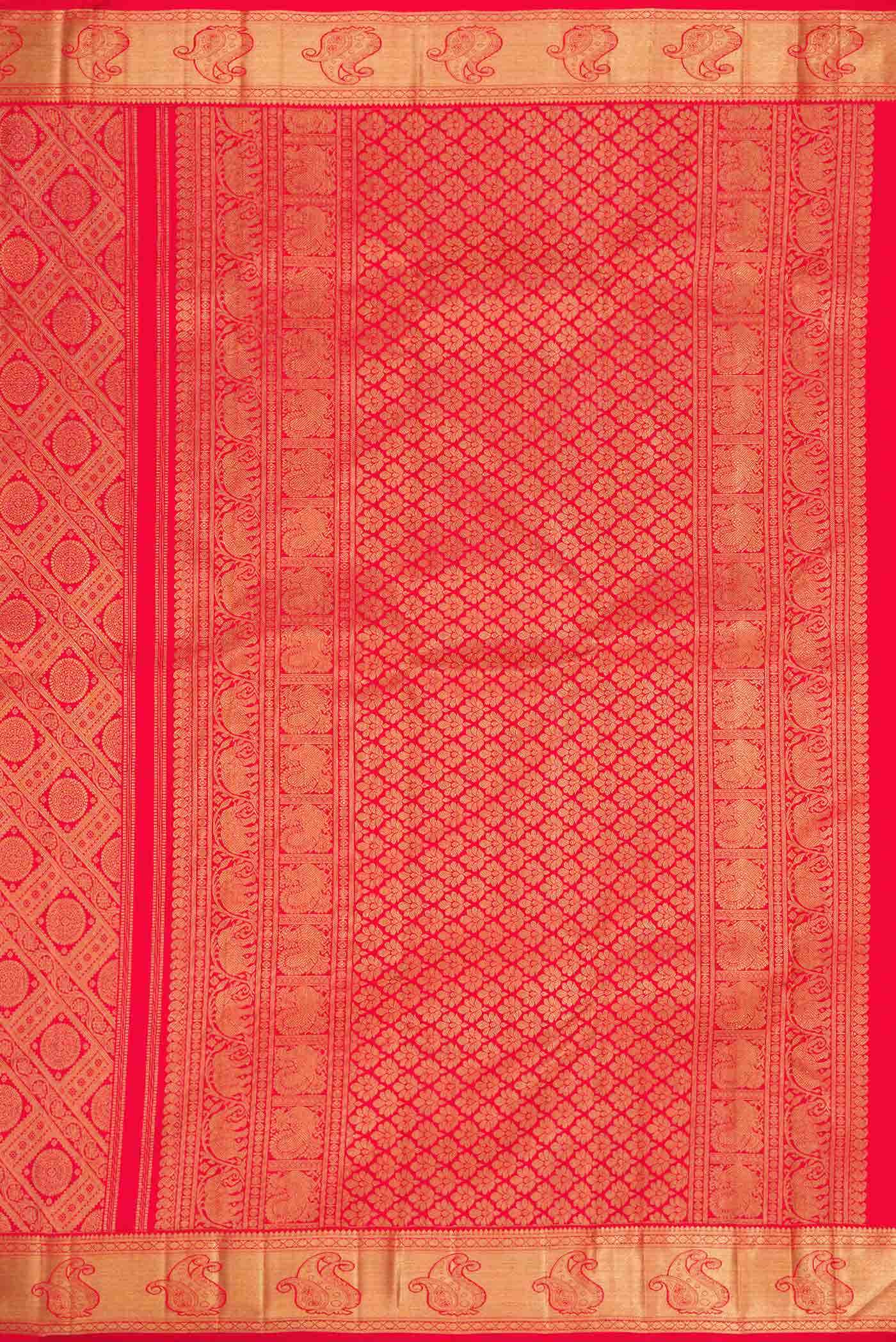 Pure Silk Pure Zari Red Kanjivaram Saree - Image 5